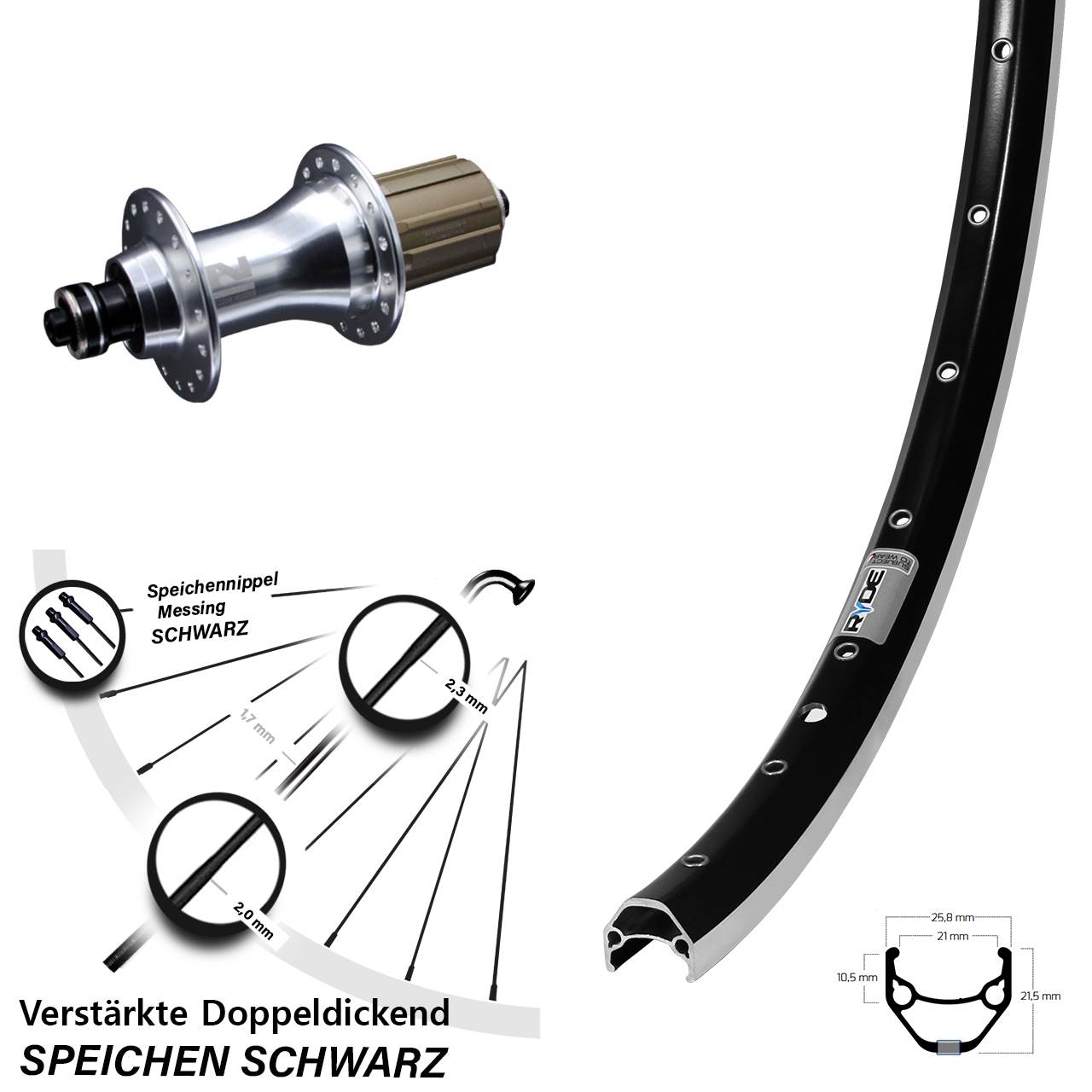 Hinterrad 28 Zoll Ryde ZAC 421 Novatec F162 8-12 fach HG für Schnellspanner