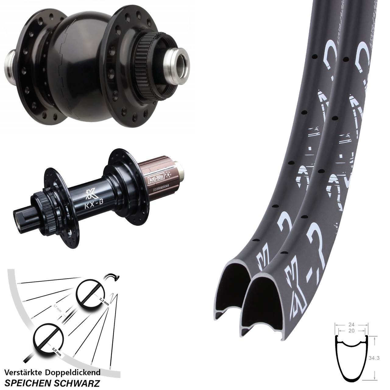 Laufradsatz Centerlock KX-BR Road SON 28 Zoll 8-12 fach HG 12x110/148 Boost