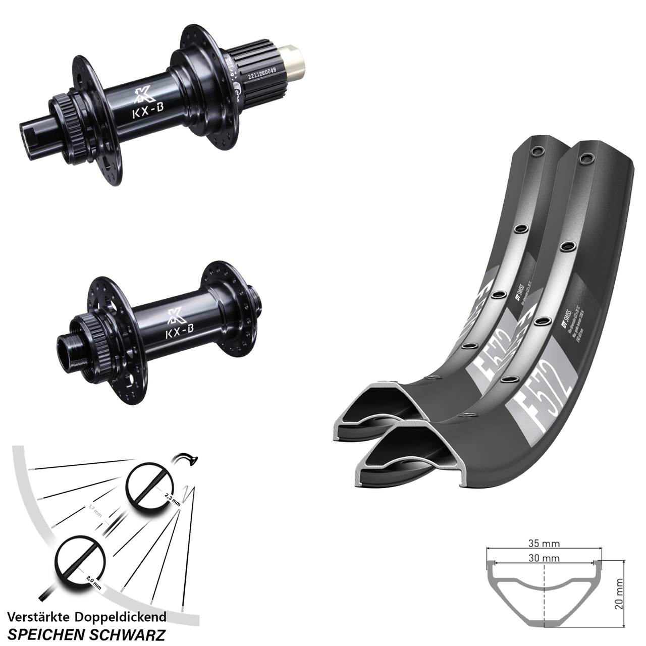 Disc Laufrad-Satz 27,5 Zoll DT Swiss F 572 KX-B Shimano Micro Spline 15x110 12x148