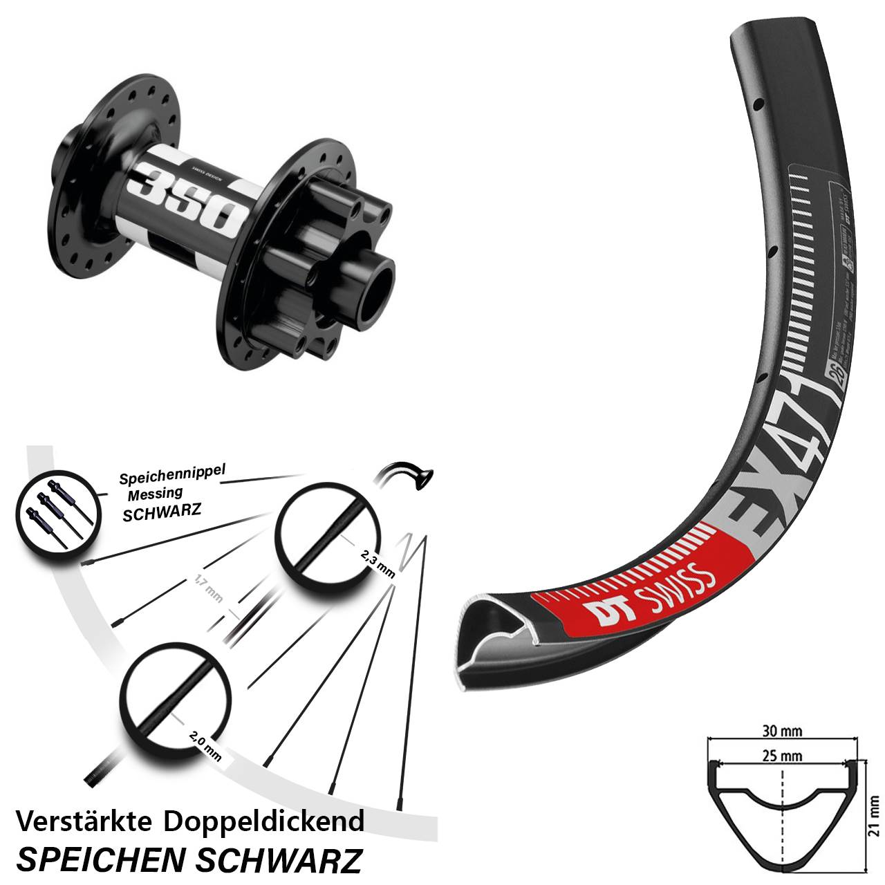 Disc Vorderrad 26 Zoll DT Swiss EX471-350 15x110 Boost
