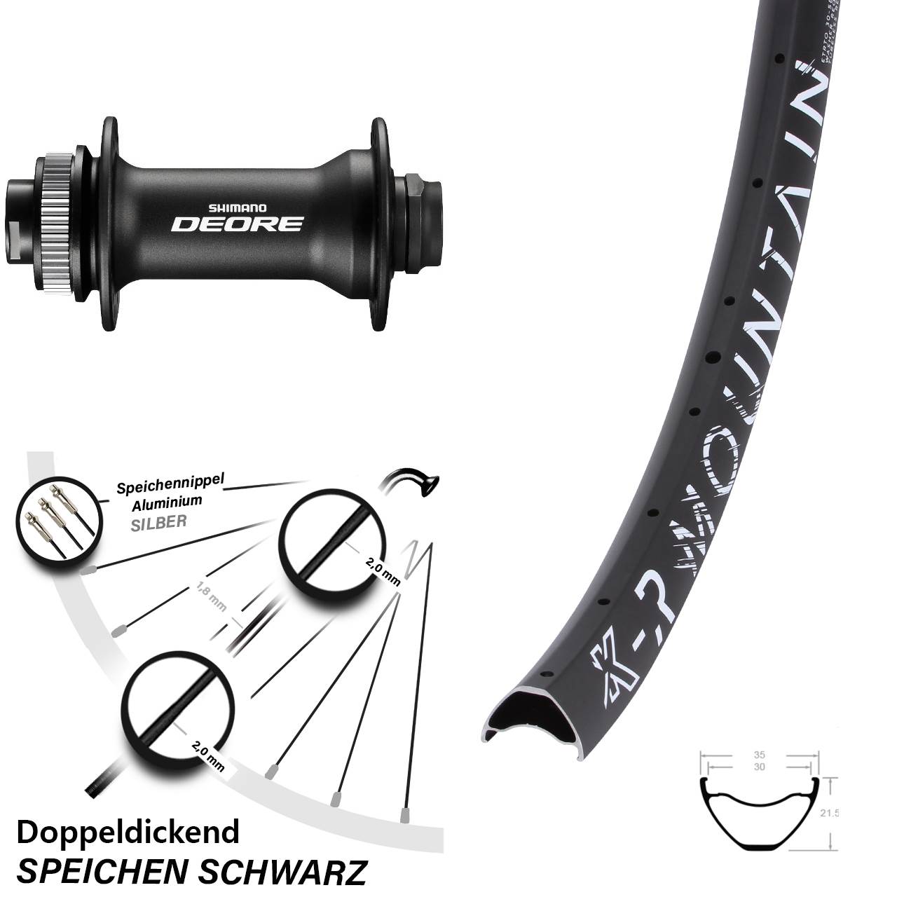 Boost Disc Vorderrad 15x110 27,5 Zoll KX-R Mountain Shimano Deore