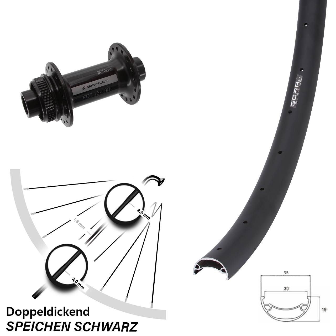 Centerlock Vorderrad 29 Zoll Gora 30 DT Swiss 370 15x100