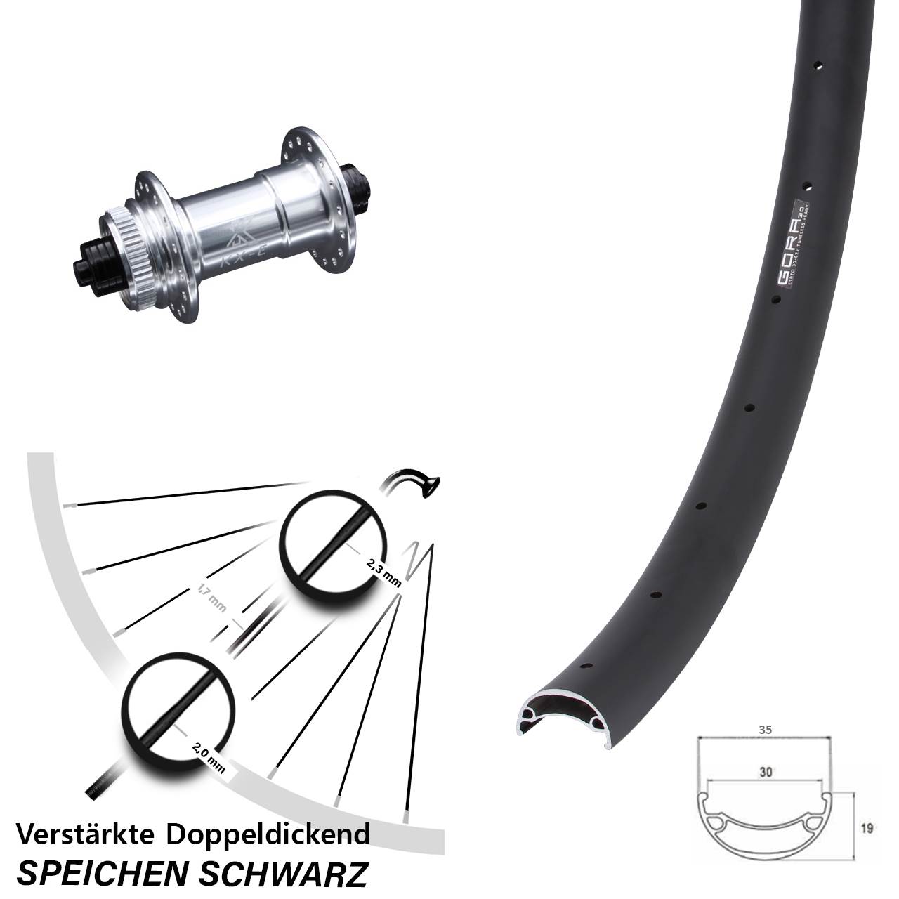Disc Laufrad QR 20 Zoll Gora 30 KX-E