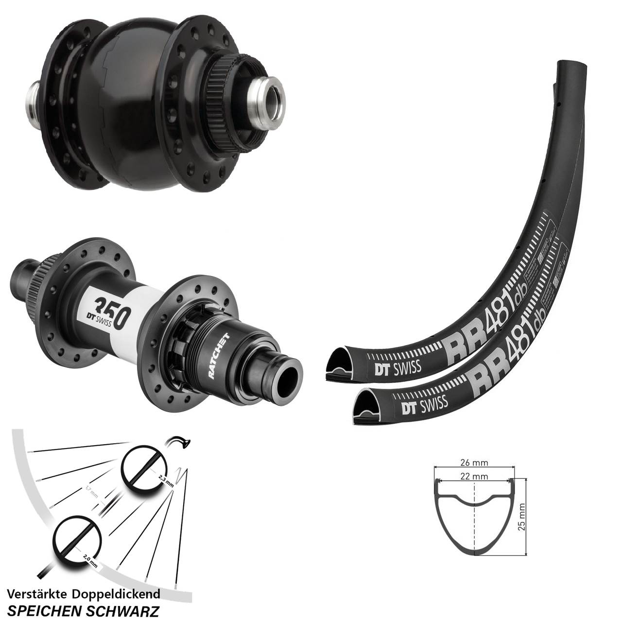 Laufradsatz Centerlock 12x100/142 28 Zoll DT Swiss RR 481-350 Road SONdelux XDR
