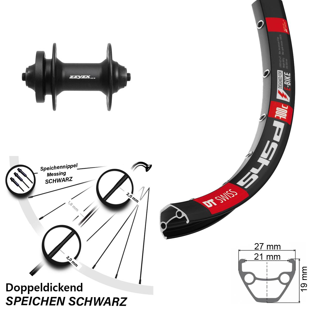 Vorderrad 6-Loch für Schnellspanner 26 Zoll DT Swiss 545d Formula DC-21