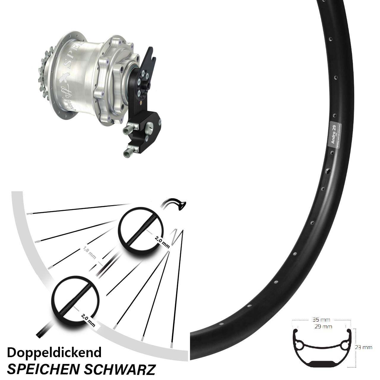 Ryde Andra 29 Zoll Laufrad mit Rohloff Speedhub CC OEM DB Nabenschaltung