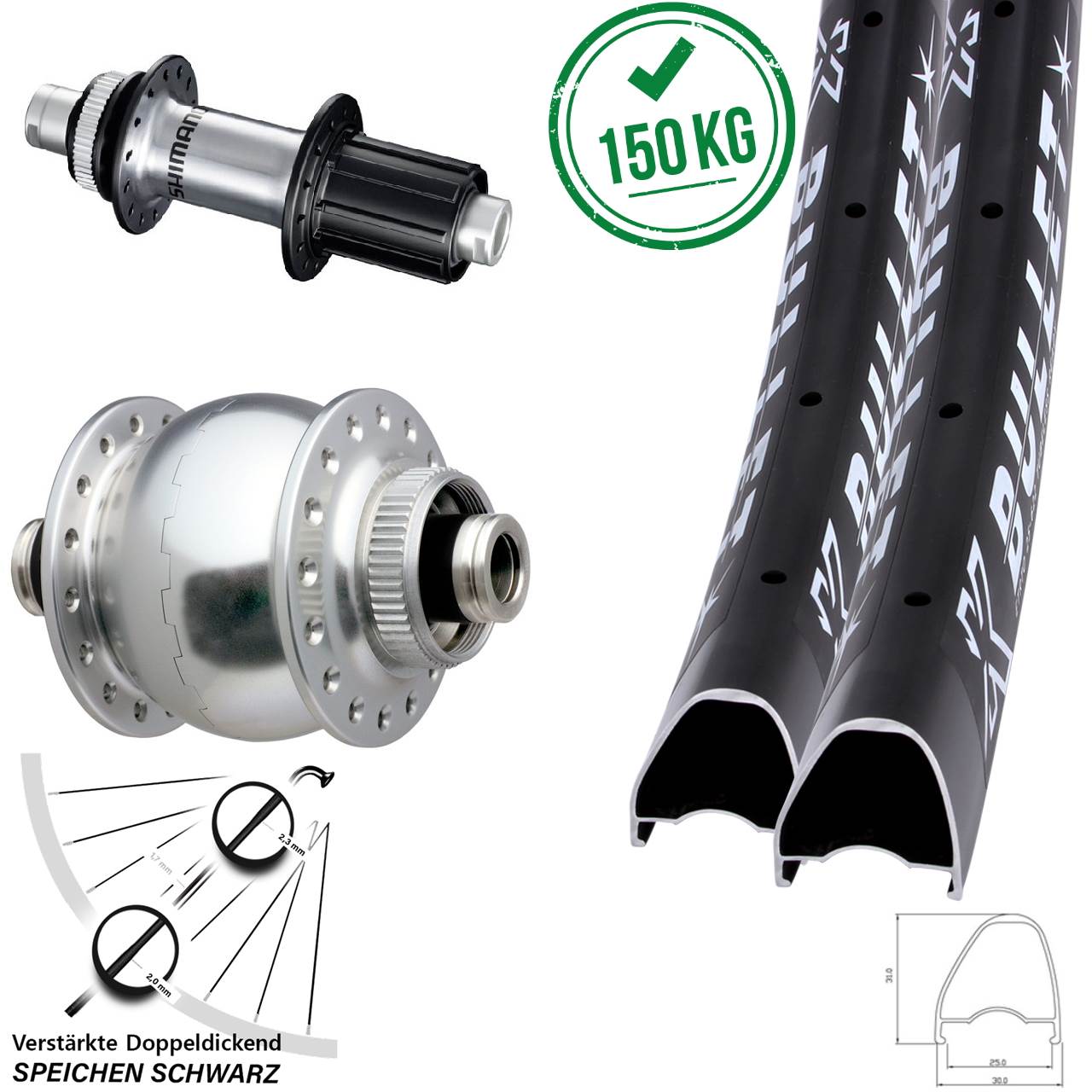 Disc Laufradsatz 12x100/142 KX Bullet OS SON 28 Zoll Shimano GRX 8-12 fach HG