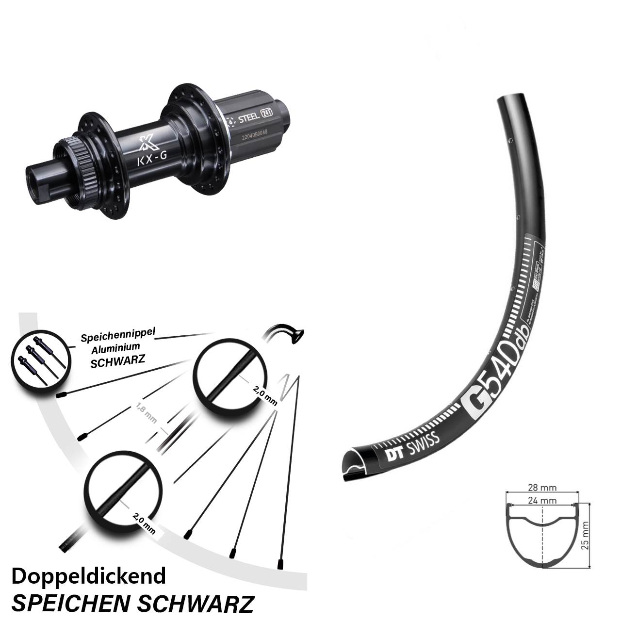 28 Zoll Hinterrad DT Swiss G 540 KX-GS 8-12 fach 12x142