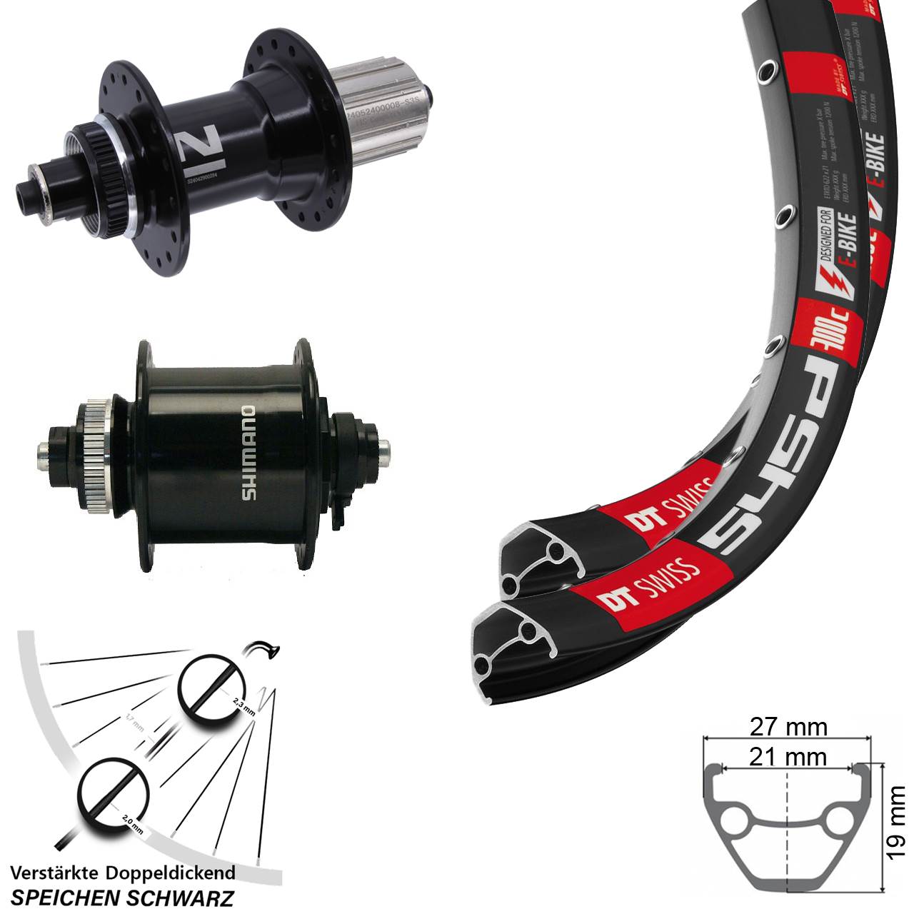 Disc Laufrad-Satz 29 Zoll DT Swiss 545 Novatec D042SB Shimano DH-UR700-3D 8-12 fach QR