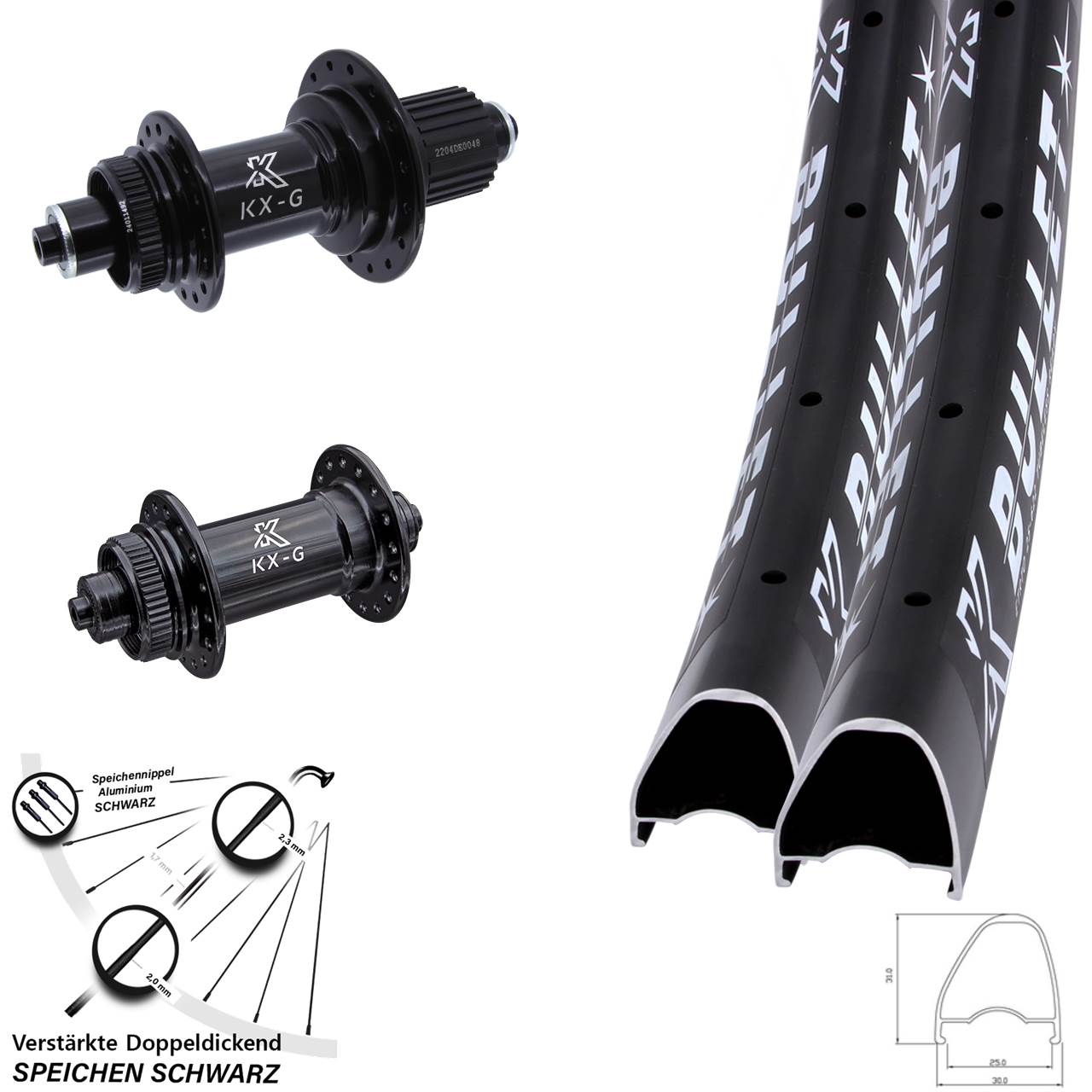 29 Zoll KX-GS Bullet OS verstärkt Laufradsatz Disc QR Shimano Micro Spline