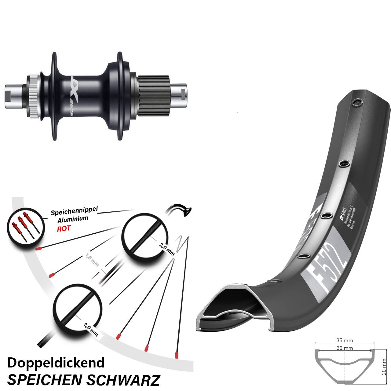 DT Swiss F572 Shimano FH-M8110 29 Zoll Hinterrad Centerlock 12x142 Shimano Micro Spline
