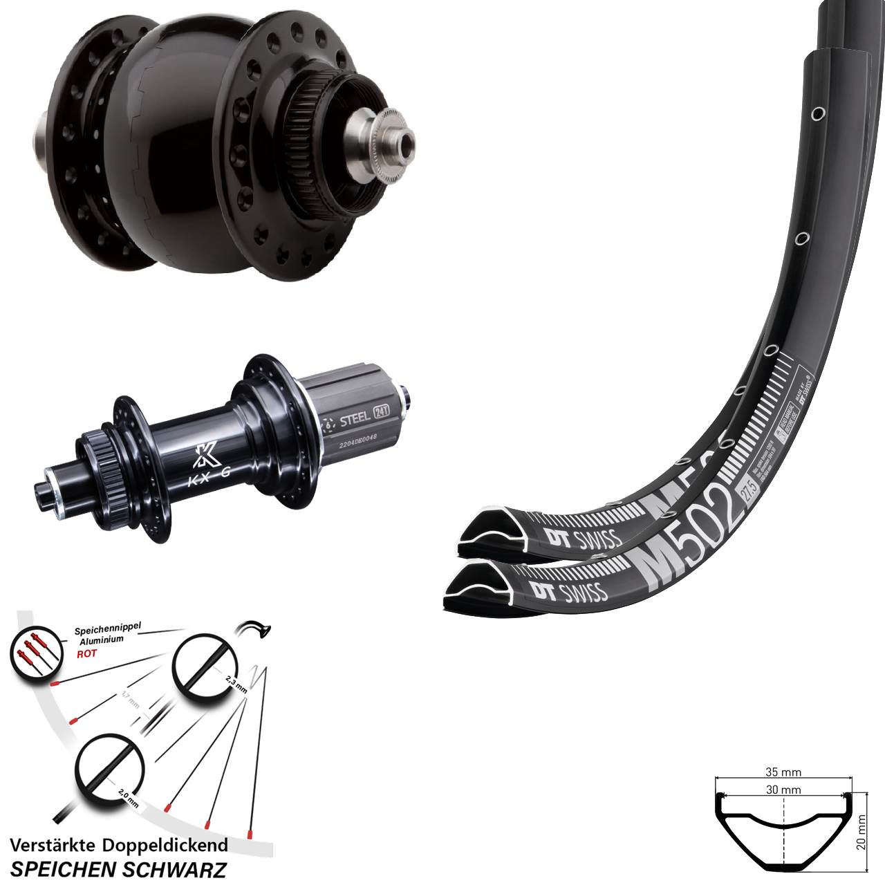 Centerlock Laufradsatz 29 Zoll DT Swiss M502 KX-GS SONdelux 8-12 fach QR
