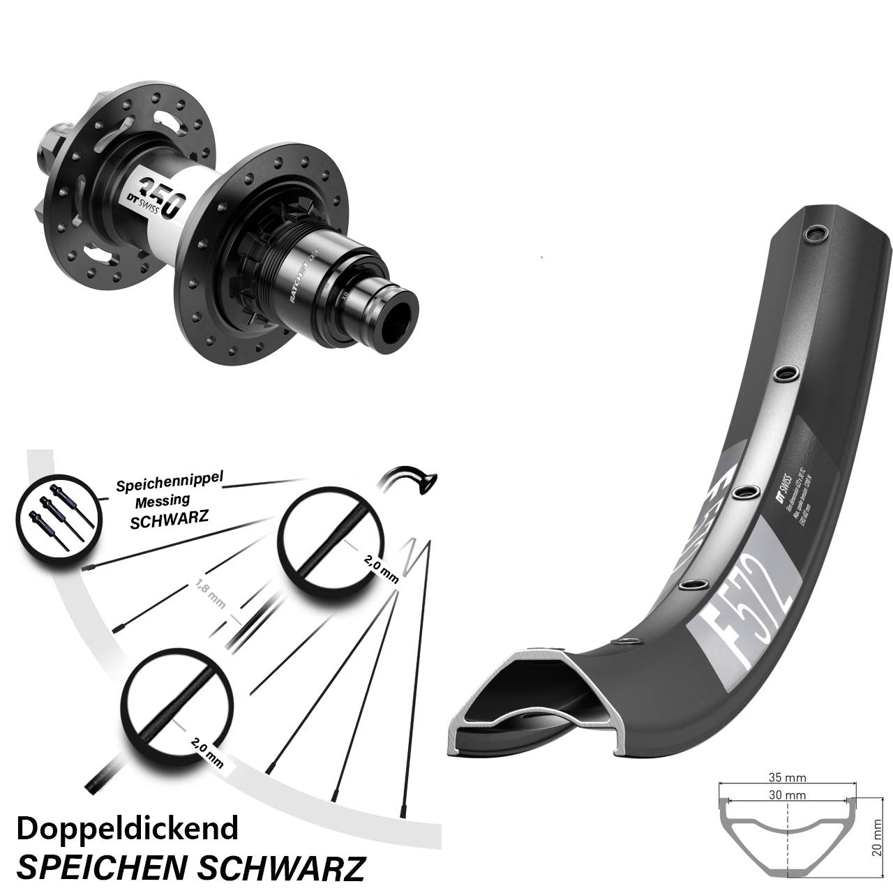 Disc Hinterrad 29 Zoll DT Swiss F572-350 DEG72 SRAM XD 12x148