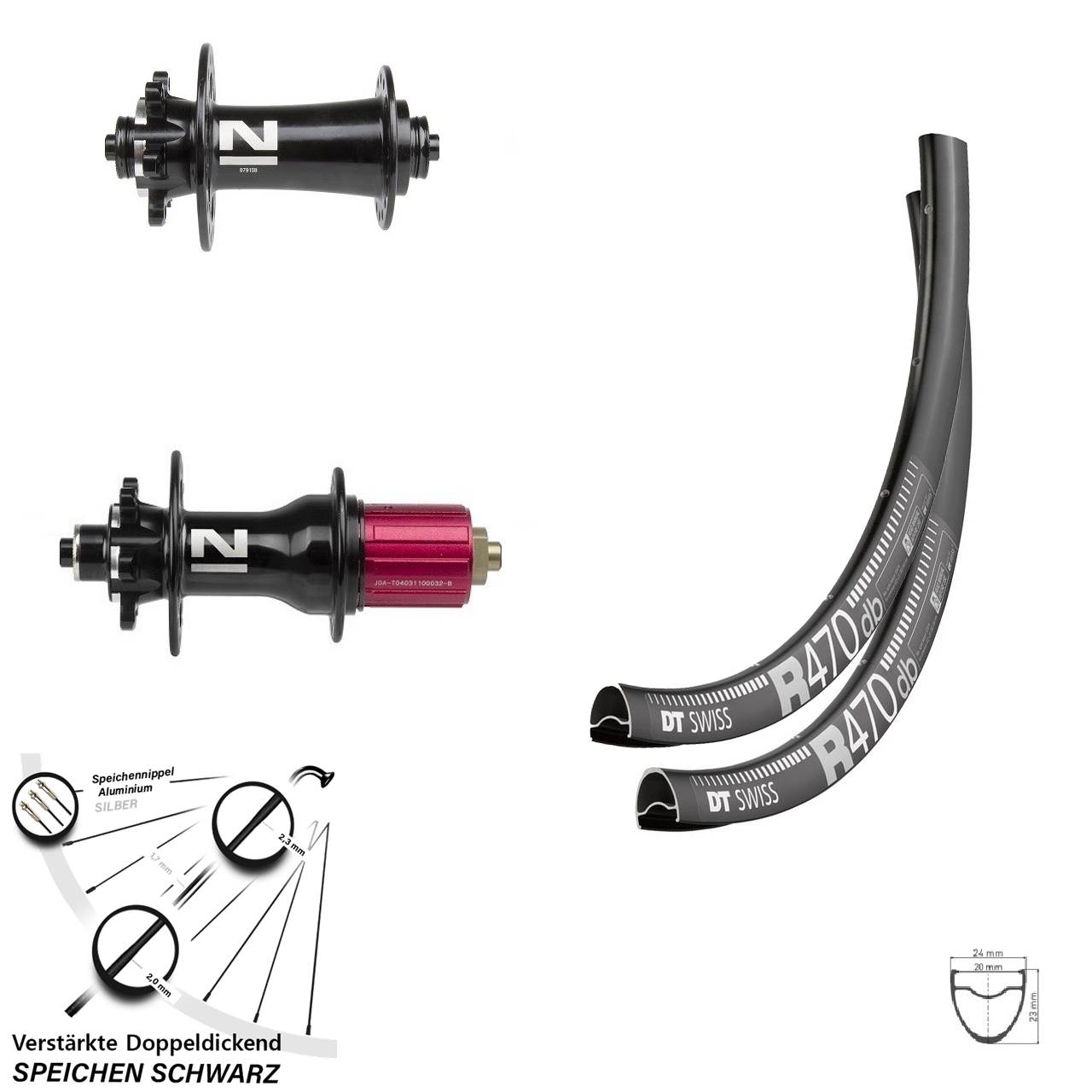 DT Swiss R 470 Novatec D791SB/D792SB 28 Zoll Laufrad-Satz 6-Loch QR 8-12 fach