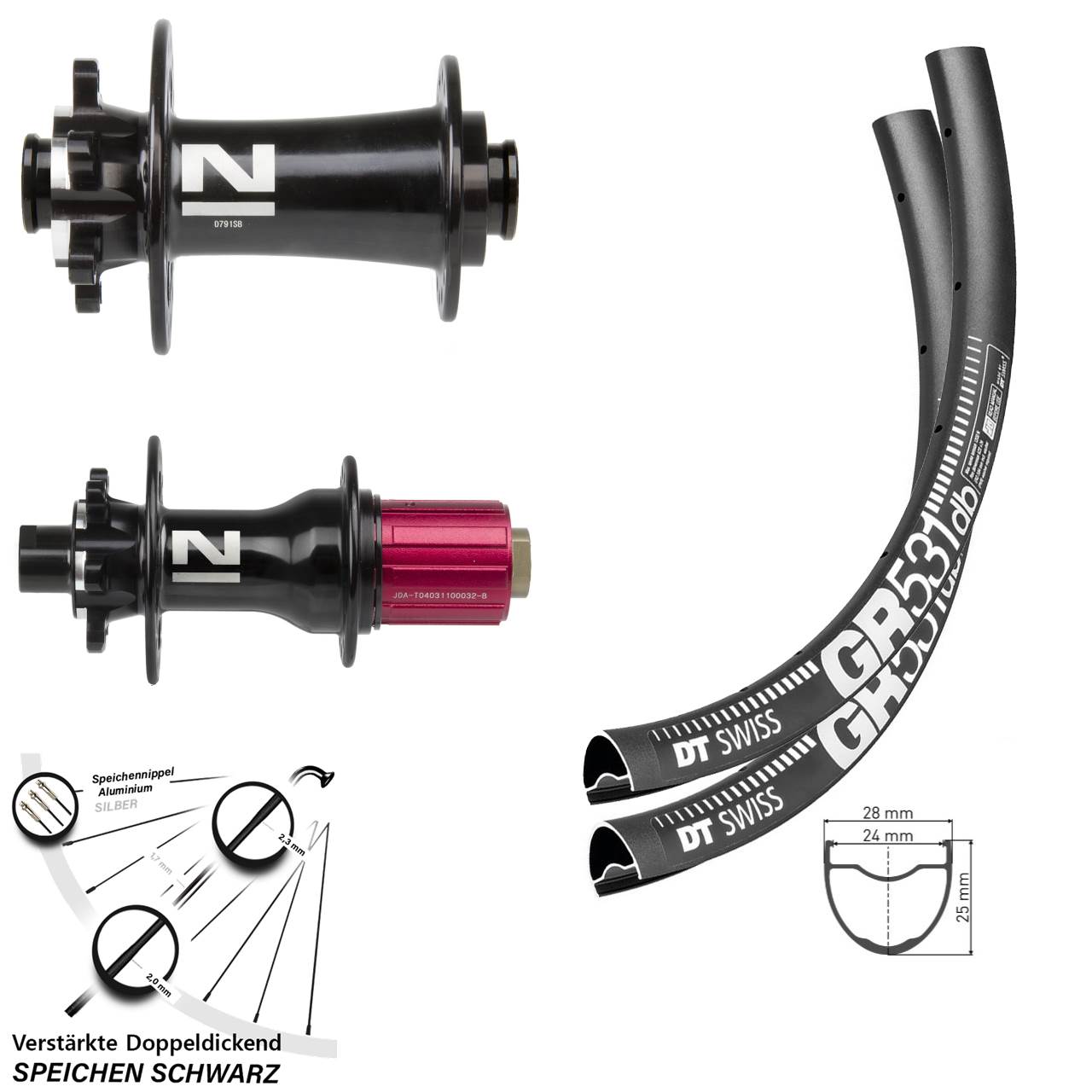DT Swiss GR531 Novatec D719-D792 Disc 6-Loch 28-29 Zoll Laufrad-Satz 12x100/142 8-12 fach