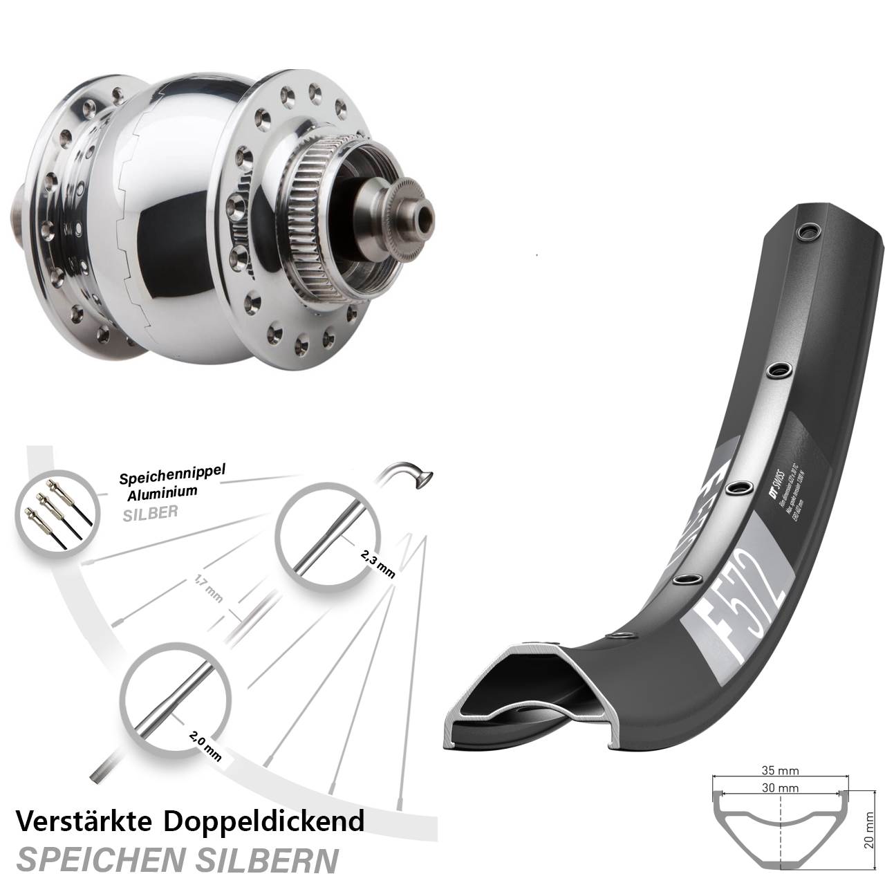 Disc Vorderrad mit Nabendynamo QR 29 Zoll DT Swiss F 572 SONdelux
