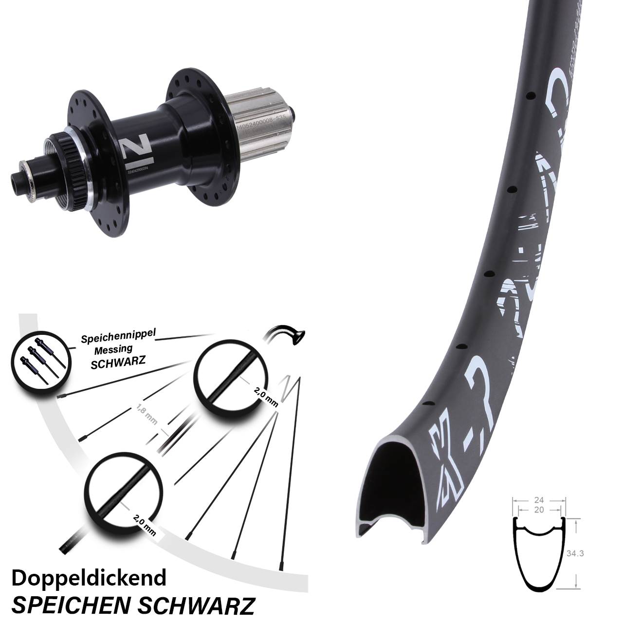 Hinterrad Centerlock für Schnellspanner 28 Zoll KX-R Road Novatec D042 8-12 fach HG