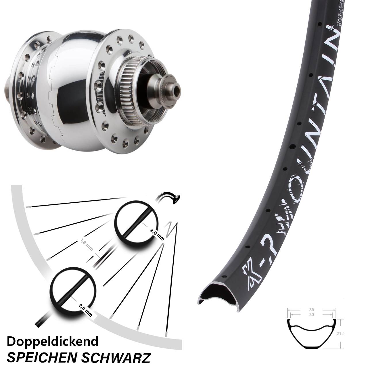 Centerlock Vorderrad mit Dynamo 27,5 Zoll KX-R Mountain SON delux QR
