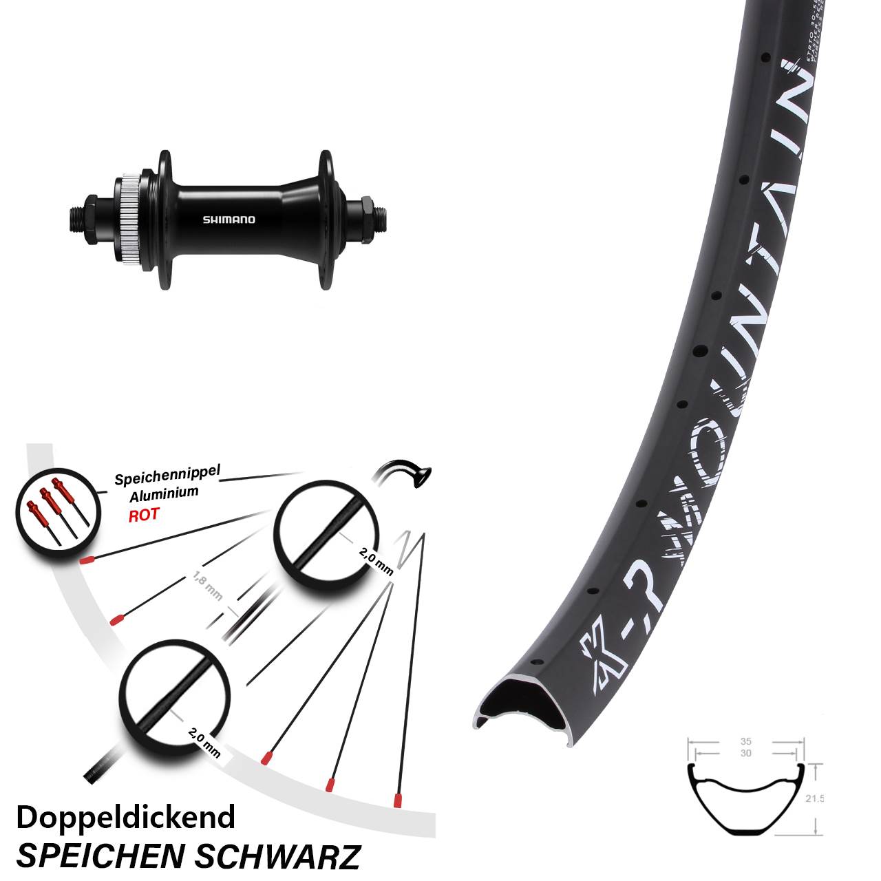 Vorderrad Centerlock 27,5 Zoll KX-R Mountain Shimano HB-QC400 für Schnellspanner