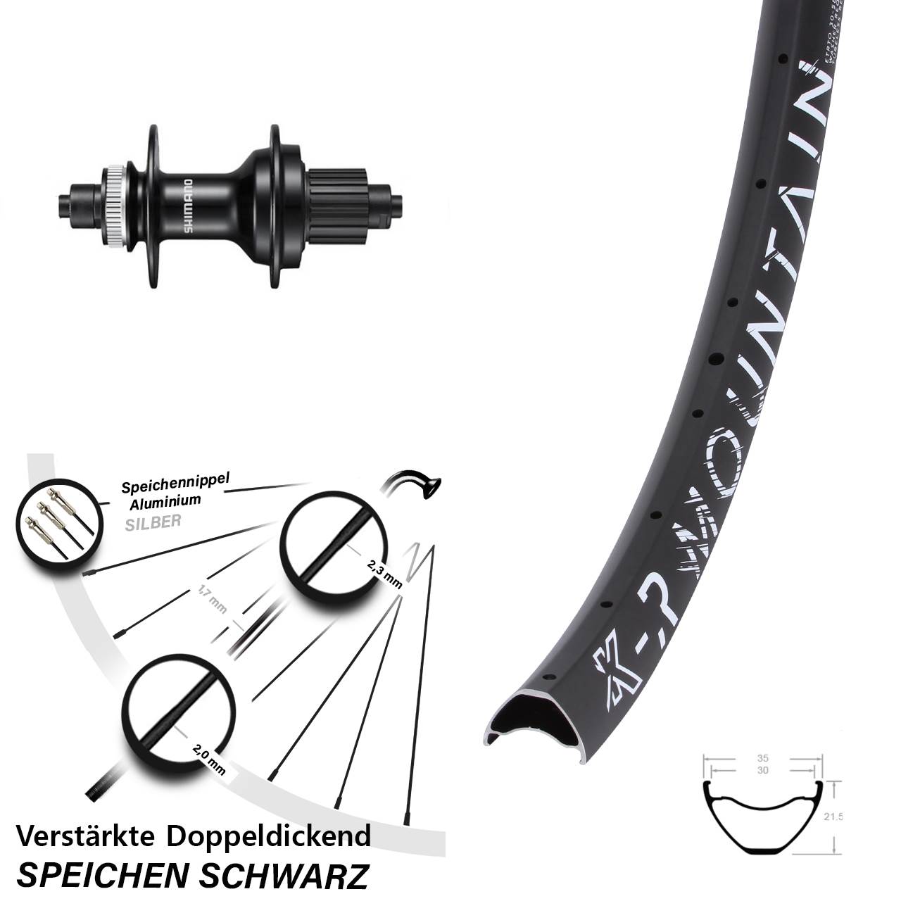 KX-R Mountain Shimano MT500 29 Zoll Hinterrad Centerlock für Schnellspanner Micro Spline