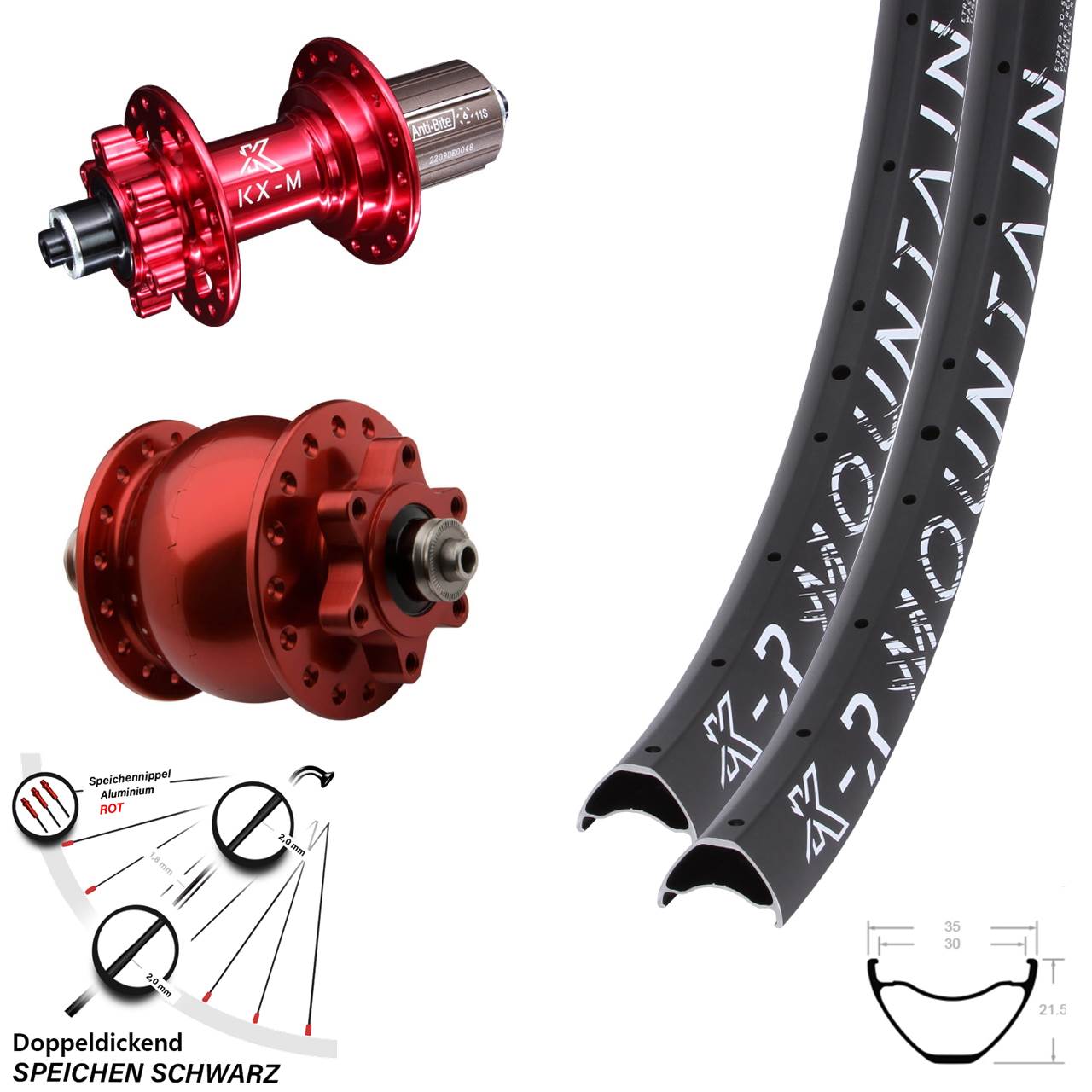 KX-MR Mountain rot SON 28 Disc 6-Loch Disc 29 Zoll Laufradsatz QR 8-12 fach HG