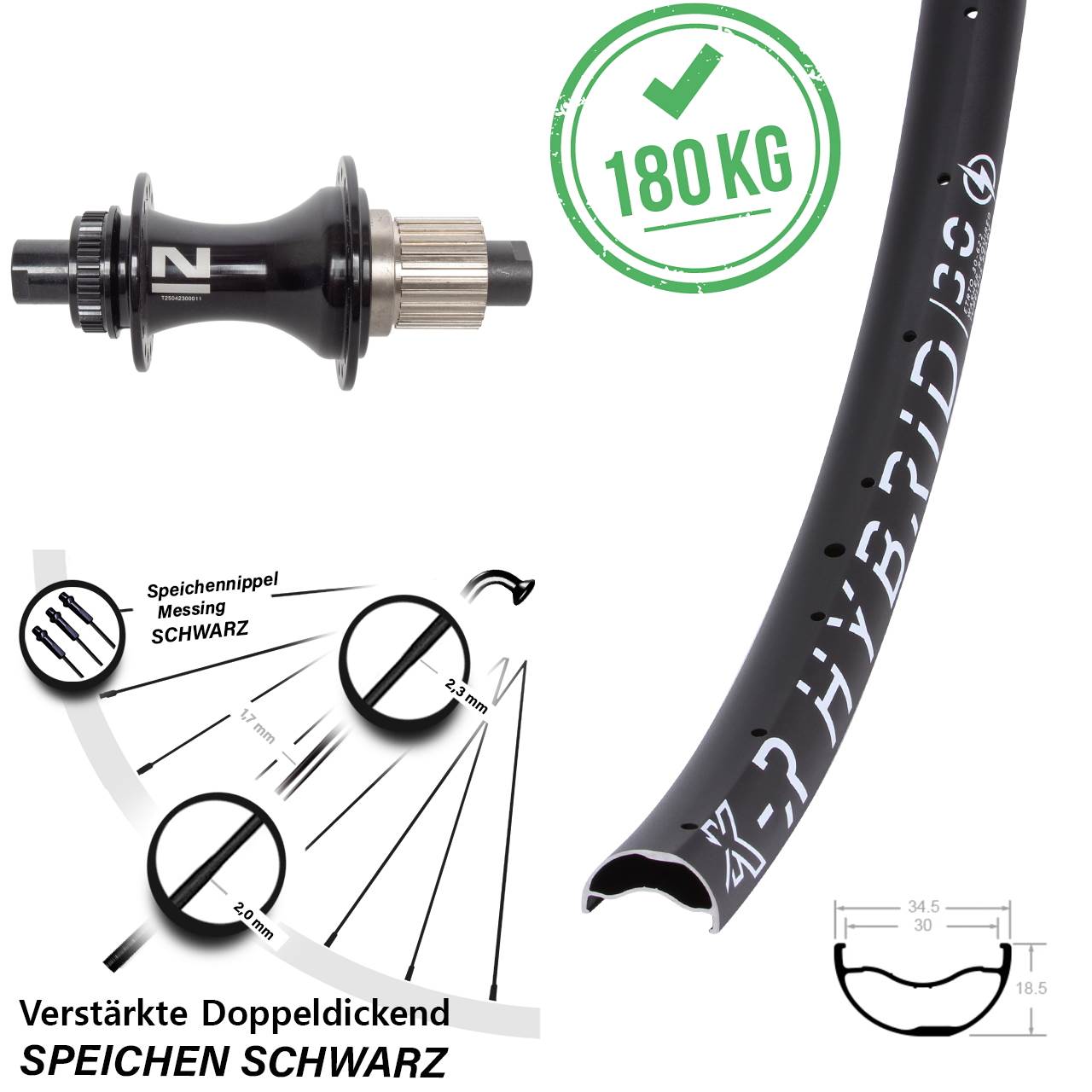 KX-R Hybrid 30 Novatec D462 29 Zoll Disc Hinterrad 12x148 Shimano Micro Spline