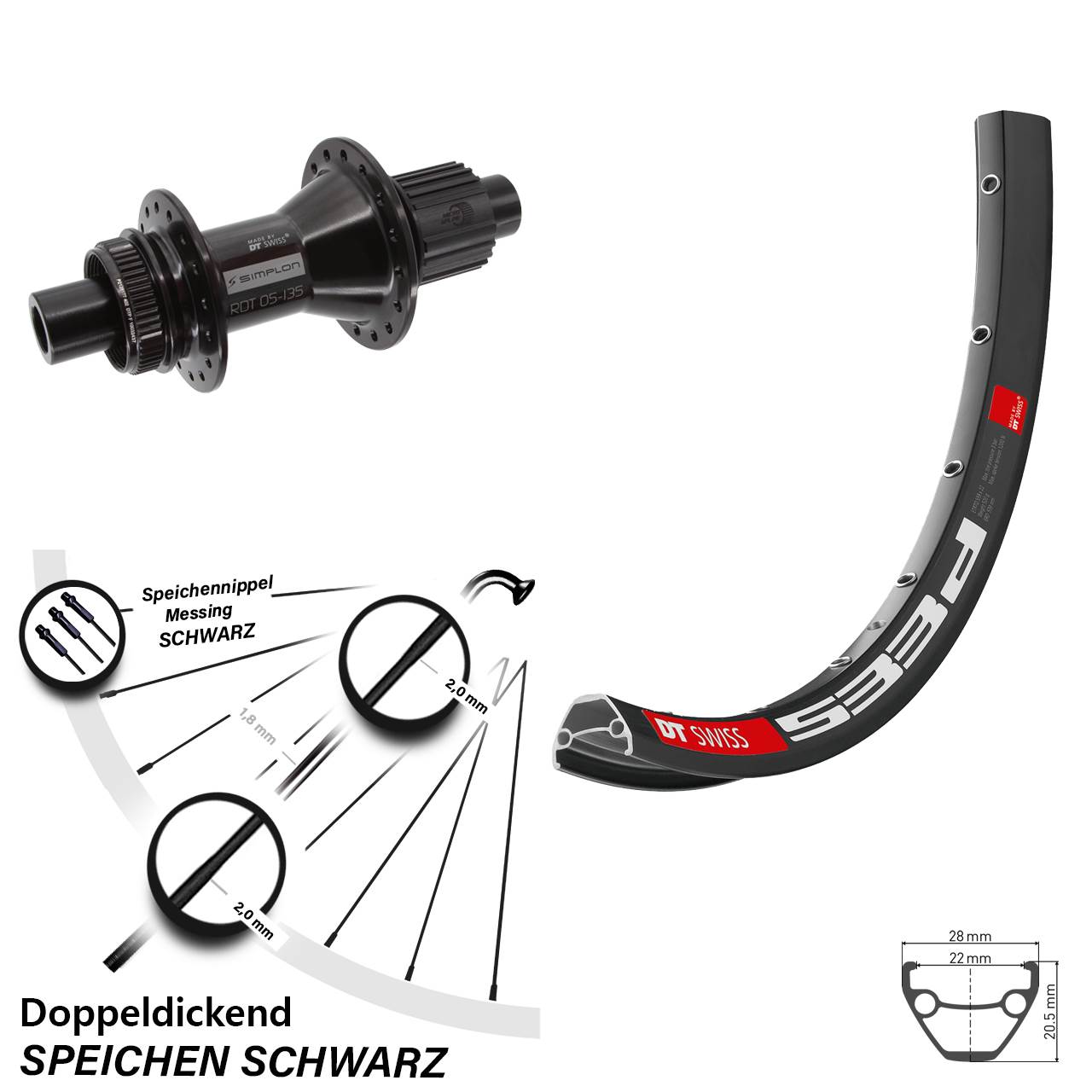 DT Swiss 533d-370 Hybrid 27,5 Zoll Centerlock Hinterrad 12x142 Micro Spline