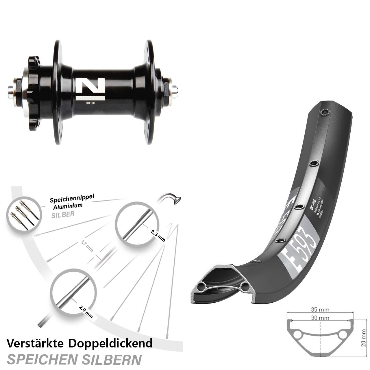 DT Swiss E 593 Novatec D-041 29 Zoll Disc Laufrad für Schnellspanner