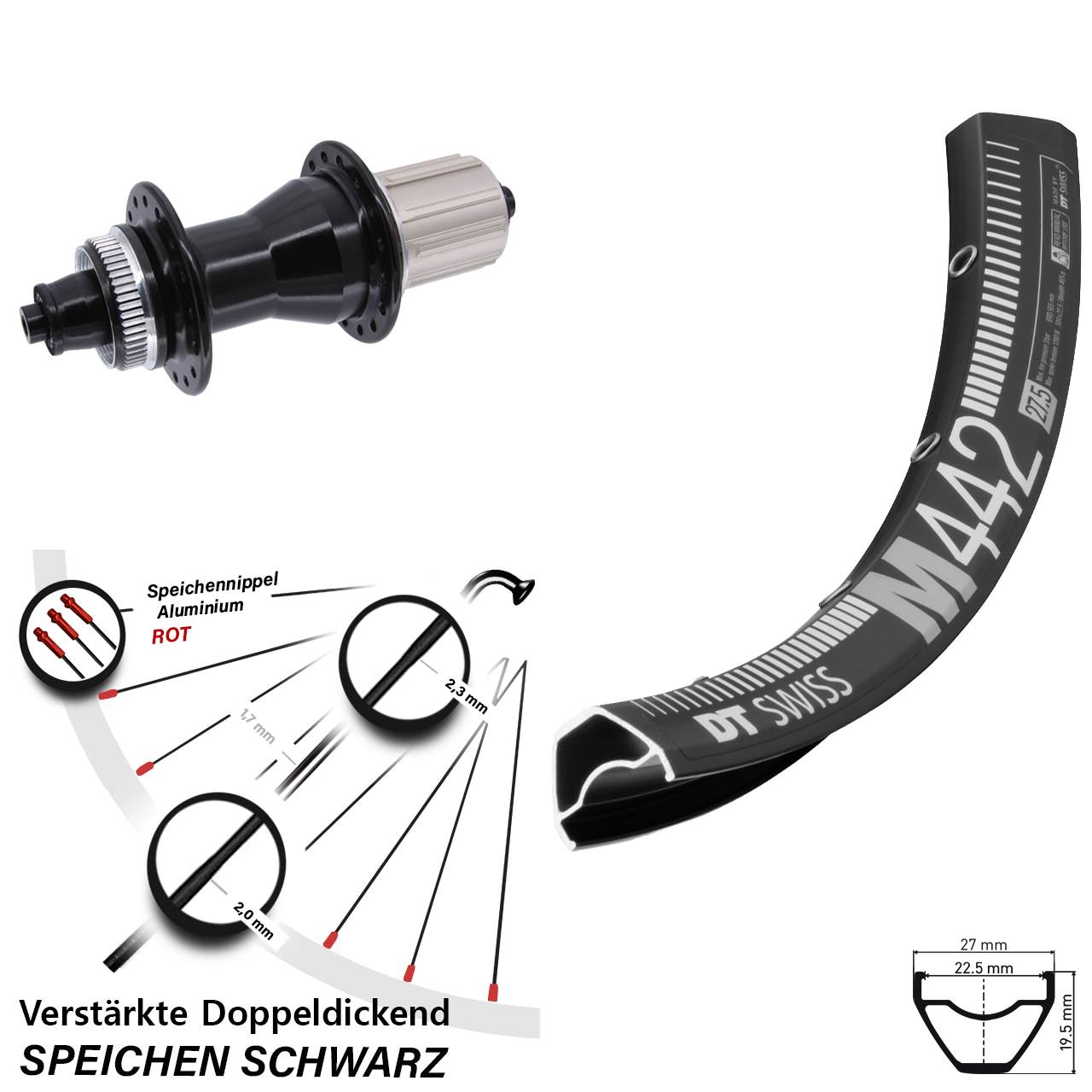 DT Swiss M 442 Novatec CL-135 28 Zoll Hinterrad Centerlock QR 8-12 fach HG