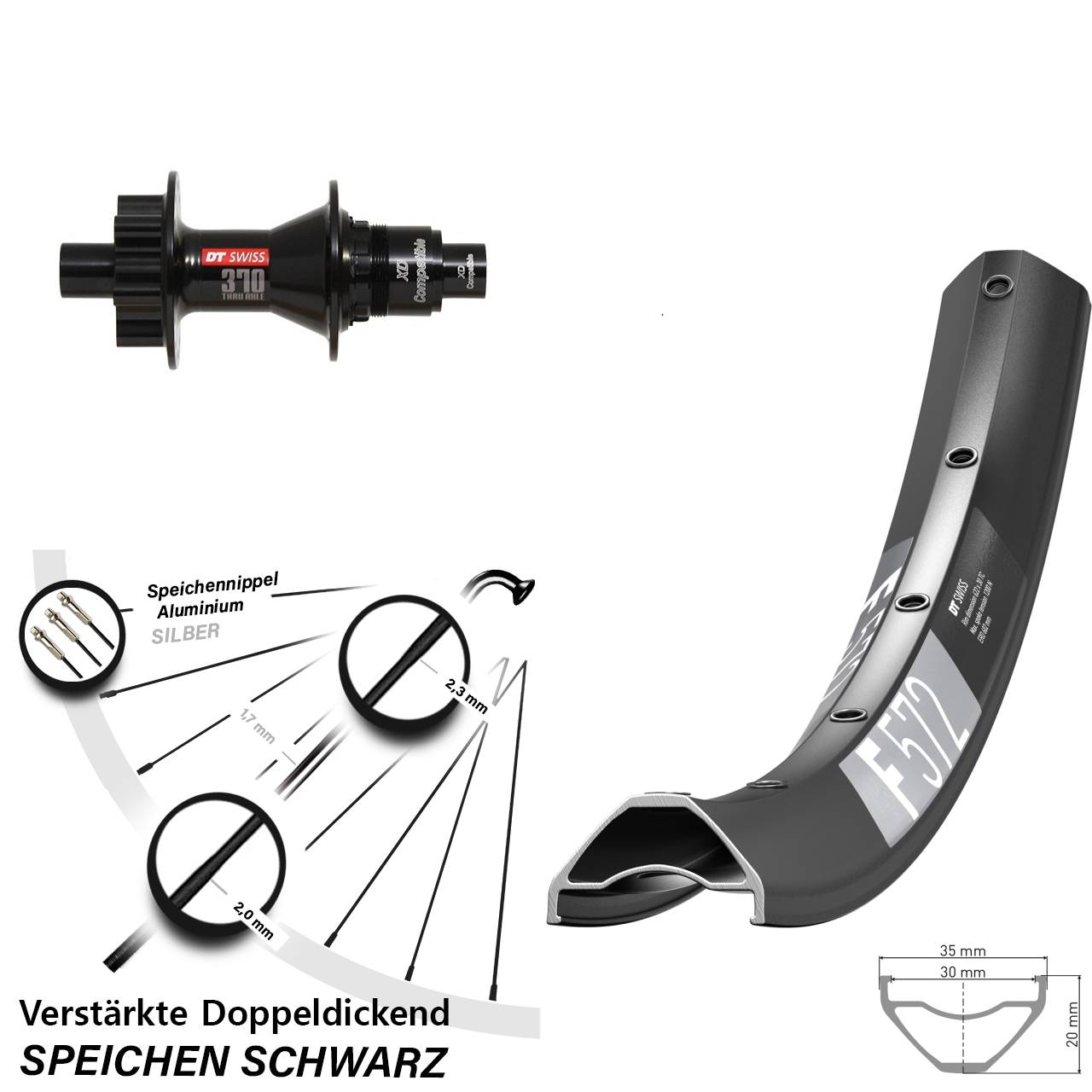 DT Swiss F572-370 29 Zoll Disc Hinterrad 12x142 SRAM XD