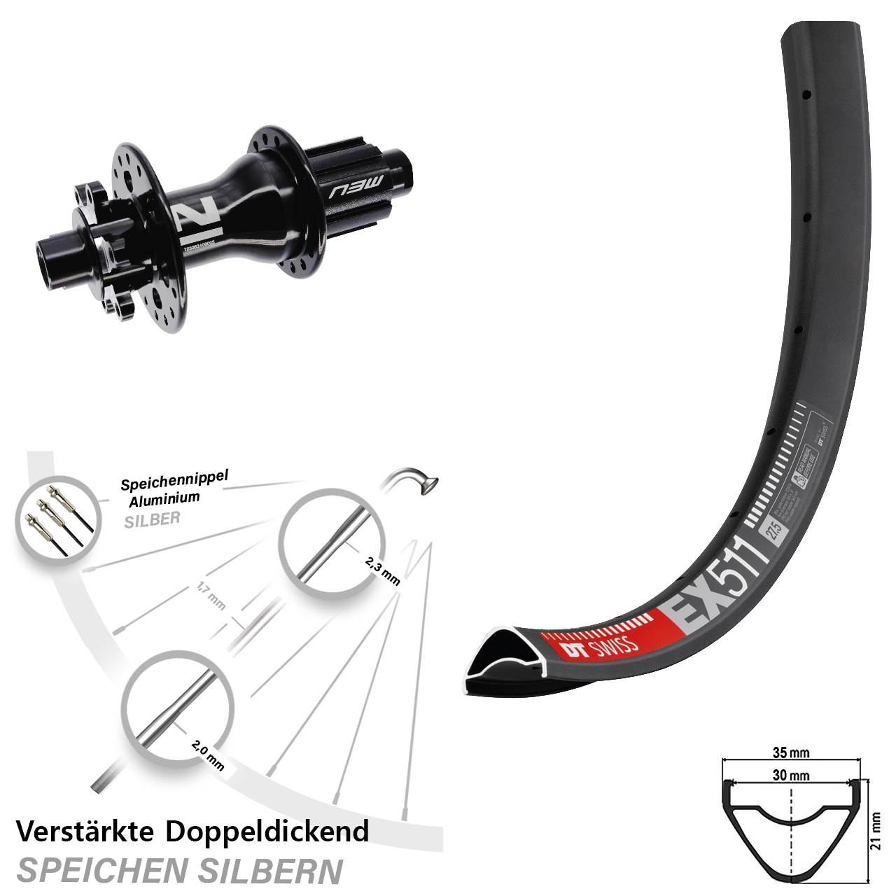 29 Zoll DT Swiss EX 511 Novatec Superlight Disc Laufrad 12x142 Campa N3W