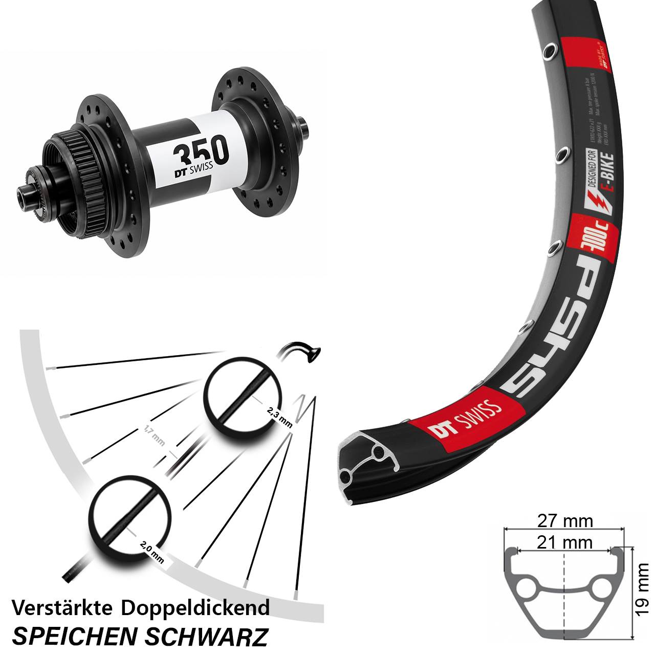 26 Zoll DT Swiss 545-350 Centerlock Vorderrad für Schnellspanner