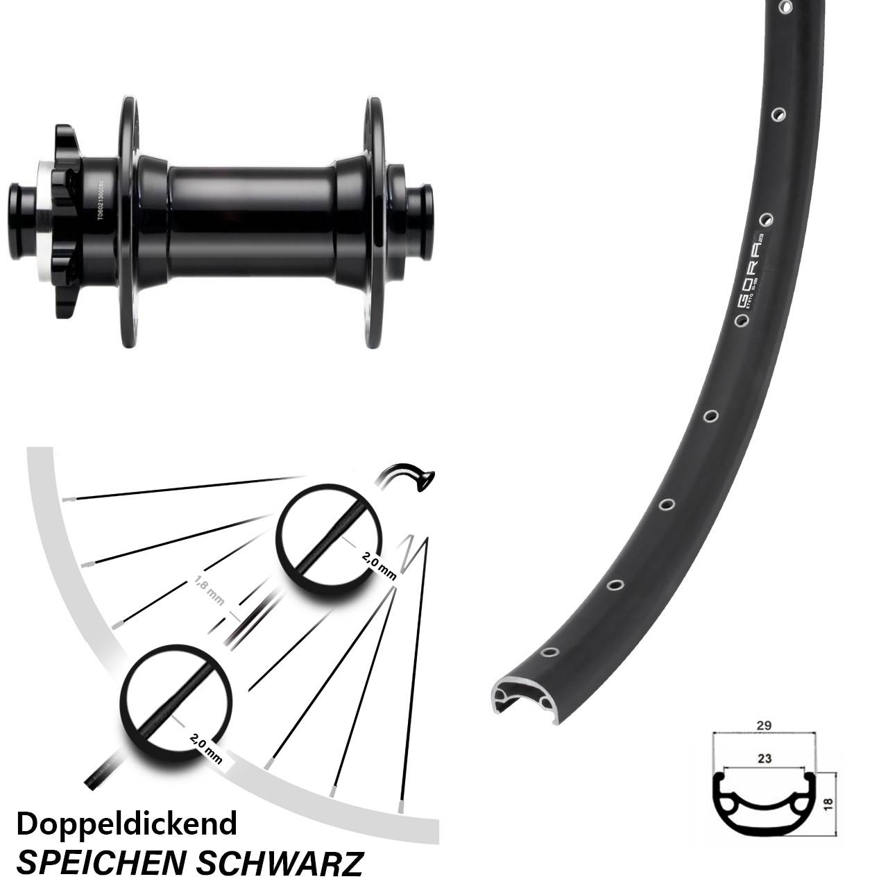 Gora 23 Novatec D341-B15 28-29 Zoll Disc Vorderrad 15x110 Boost