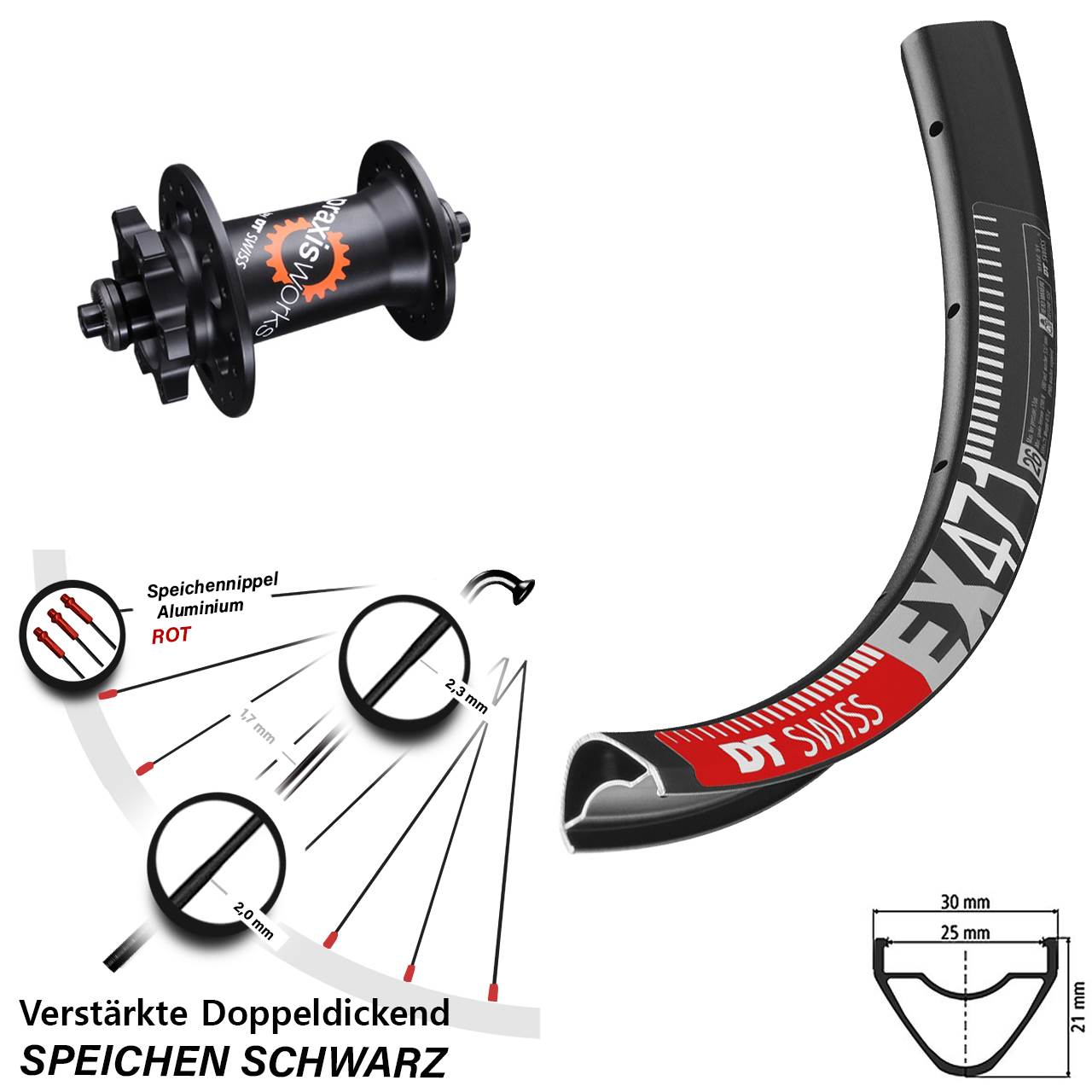DT Swiss EX 471-350 650B Disc Laufrad für Schnellspanner