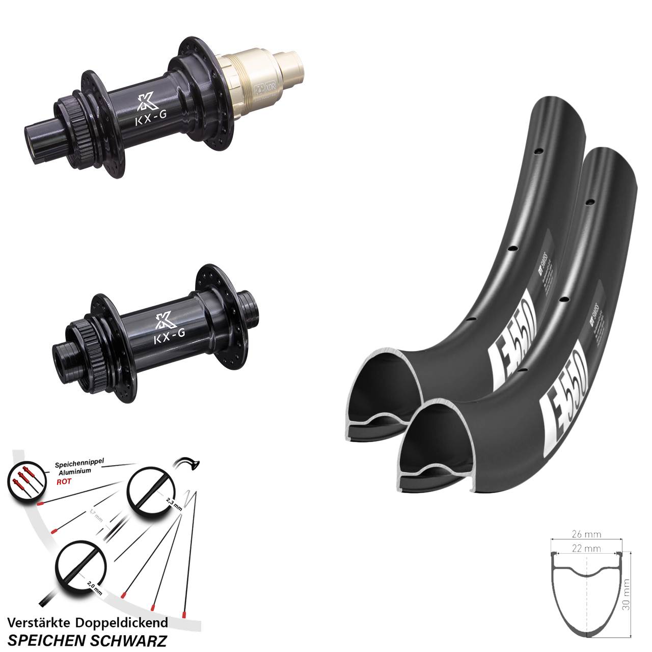 DT Swiss E 550 KX-G 28 Zoll Centerlock Laufradsatz 12x100/142 XDR