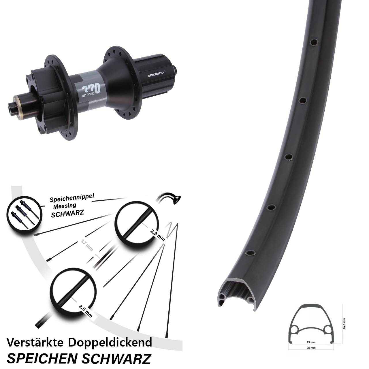 Disc Hinterrad 29 Zoll Ambrosio Sport DT Swiss 370 8-11 fach QR