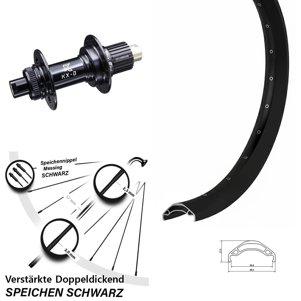 Hinterrad 12x148 Boost 29 Zoll Ryde Disc 35 KX-B Shimano Micro Spline