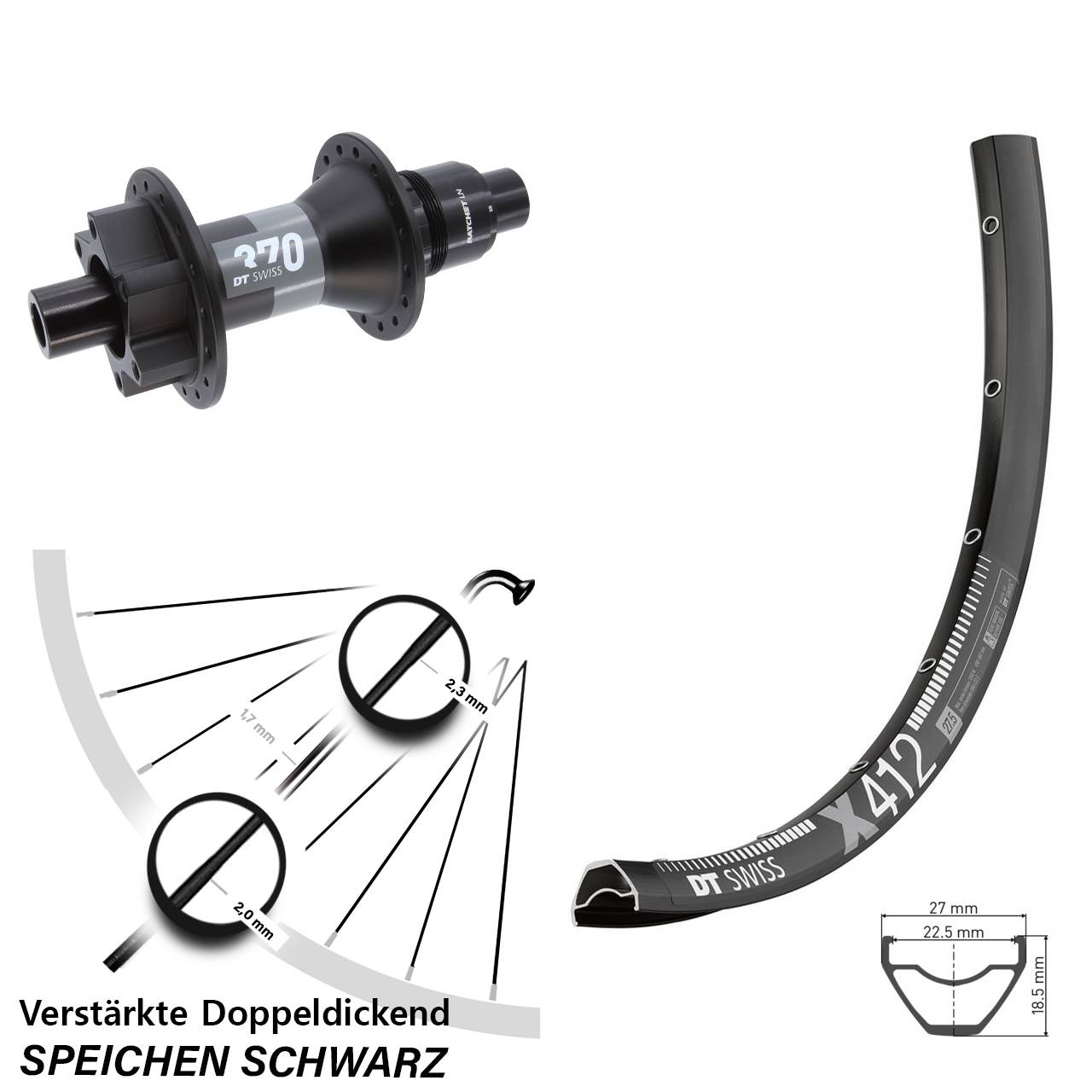 Disc Laufrad 29 Zoll DT Swiss X 412-370 SRAM XD 12x148