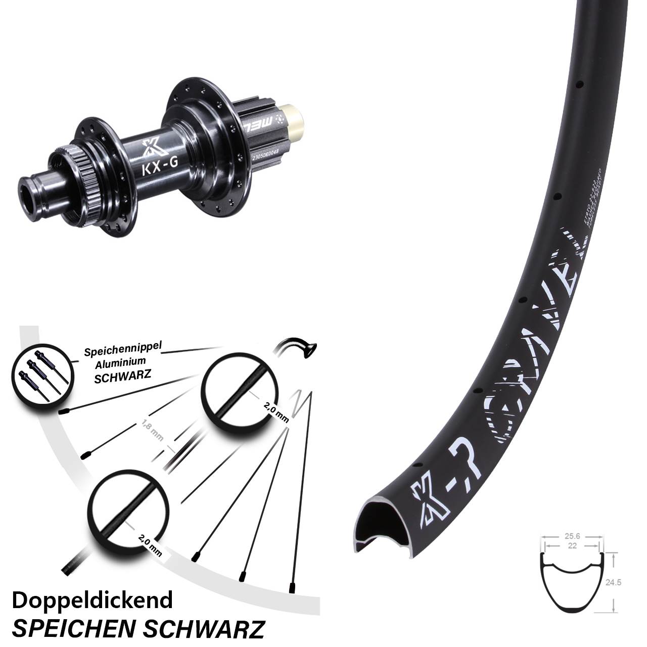 28 Zoll Hinterrad 12x142 mm Campagnolo N3W Centerlock KX-R Gravel 22-622 Steckachse