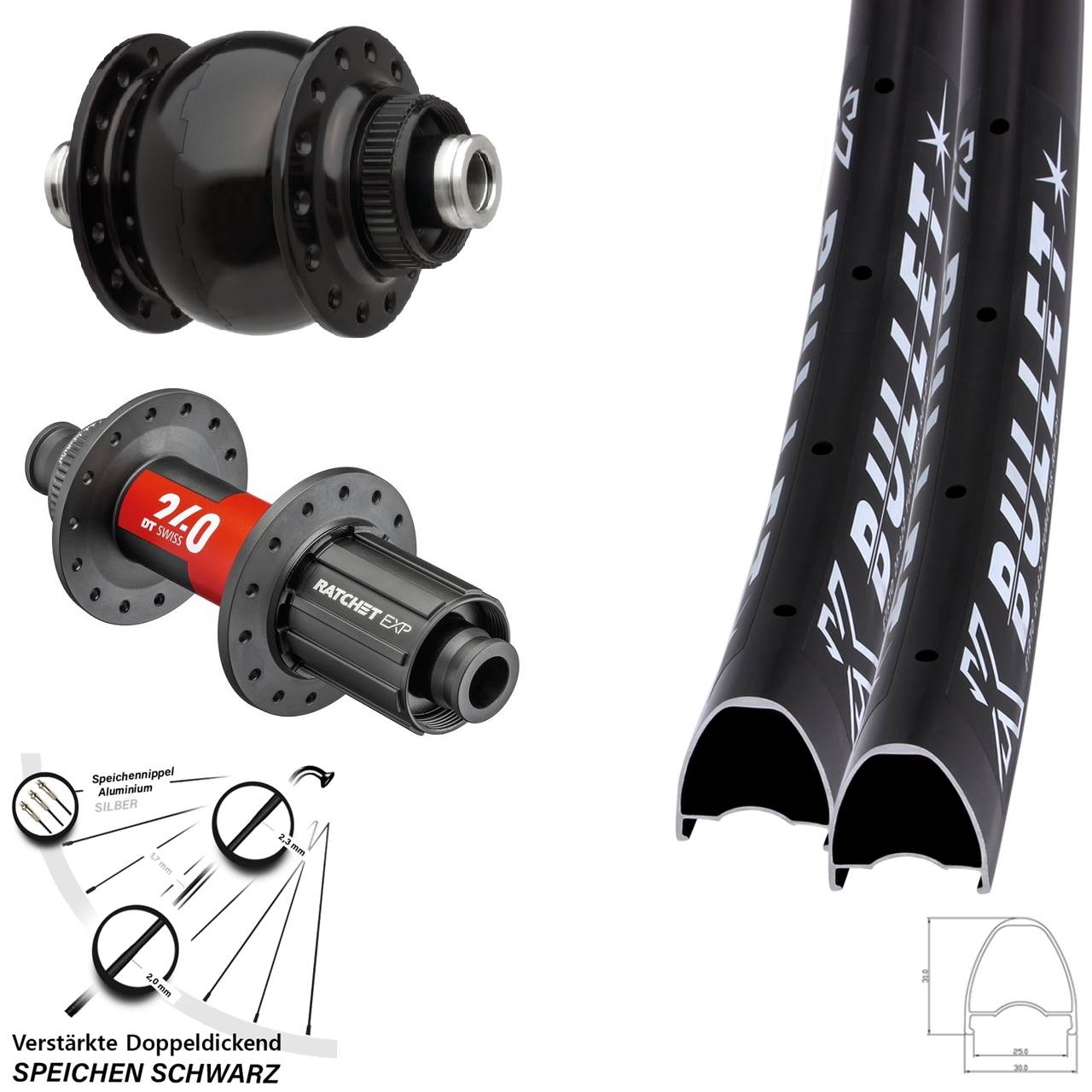 KX Bullet OS DT Swiss 240 EXP SONdelux 29 Zoll Disc Laufradsatz 12x100/142 11-12 fach