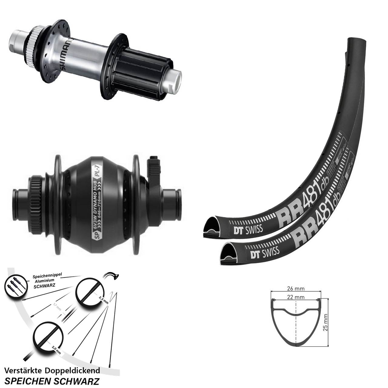 Disc Laufradsatz 12x100/142 28 Zoll DT Swiss RR 481 Shutter PL-7 Shimano GRX 8-12 fach