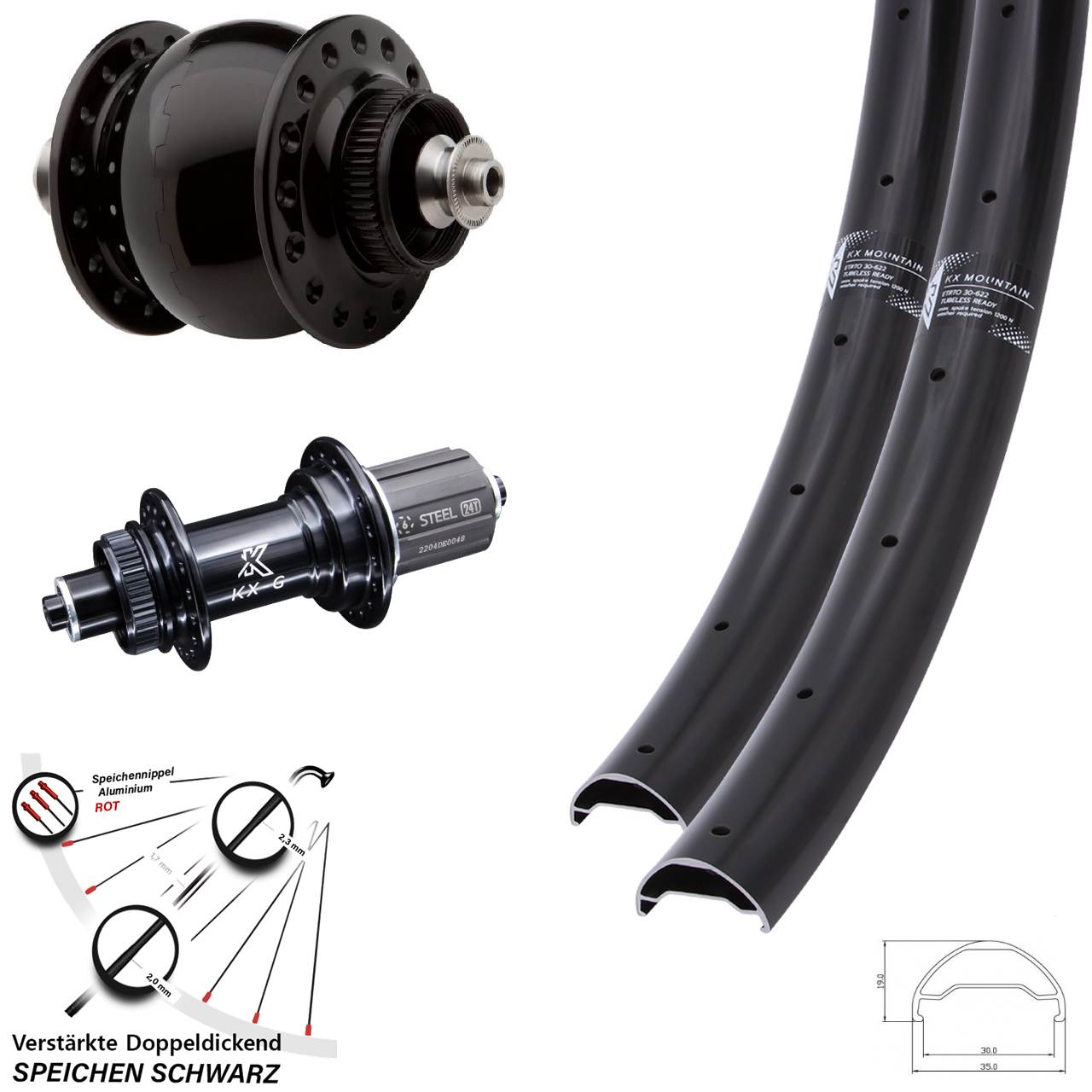 KX GS Mountain SON 28 29 Zoll Laufradsatz für Schnellspanner 8-12 fach HG