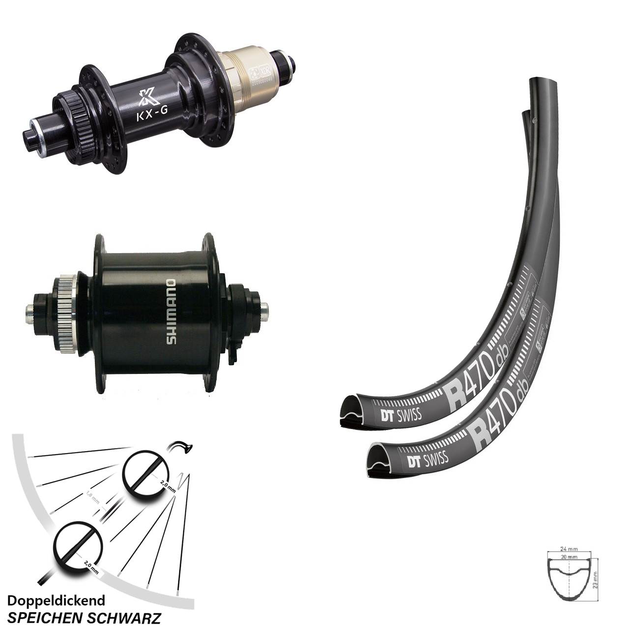 Disc Laufradsatz 28 Zoll DT Swiss R 470 KX-G Shimano DH-UR700 XDR QR