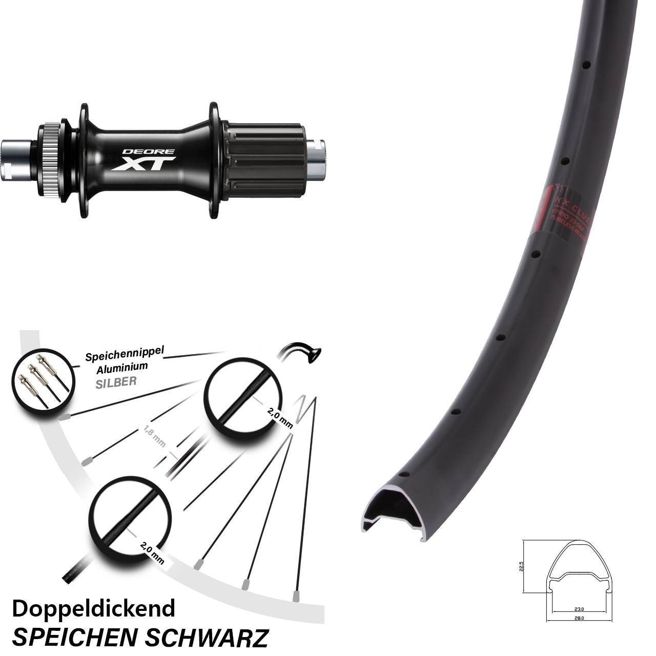 Disc Hinterrad 27,5 Zoll KX Clue Shimano FH-M8010-B 8-11 fach 12x148
