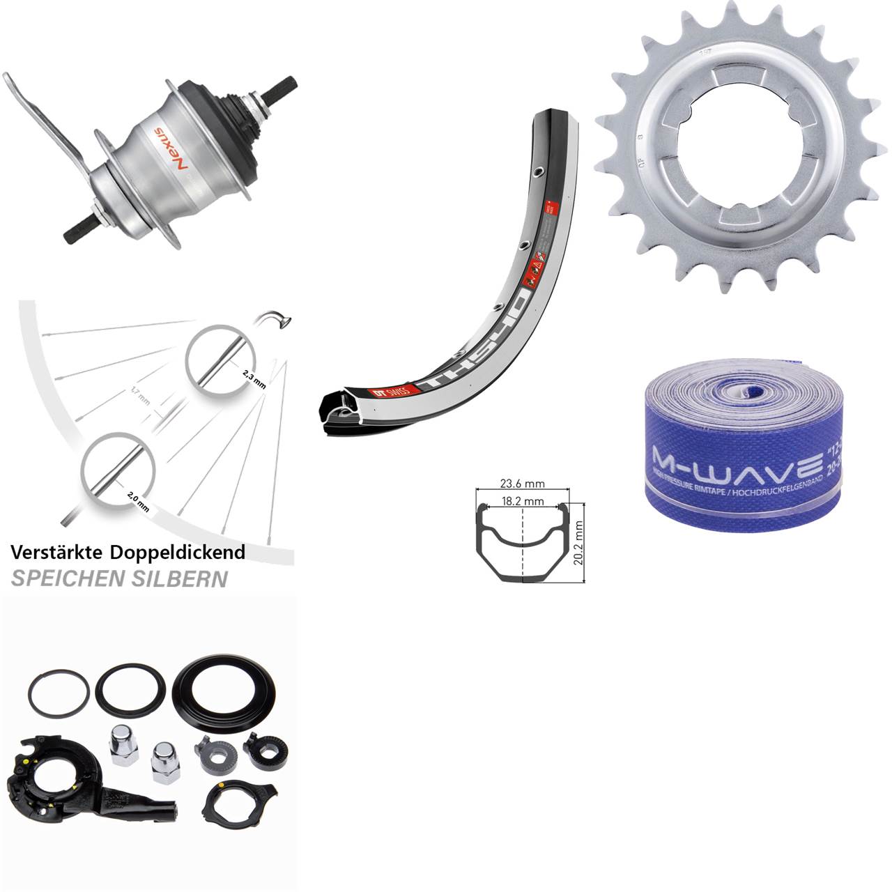 Hinterrad 28 Zoll DT Swiss 540 Shimano Nexus 7-Gang SG-7C30 Rücktritt silbern