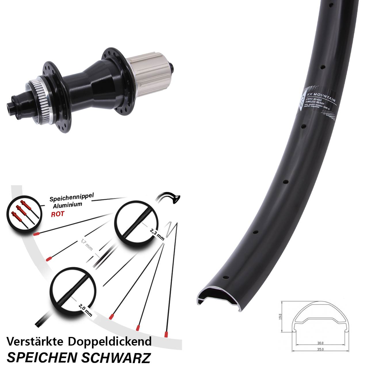 KX Mountain Novatec CL-135 29 Zoll Hinterrad Centerlock QR 8-12 fach