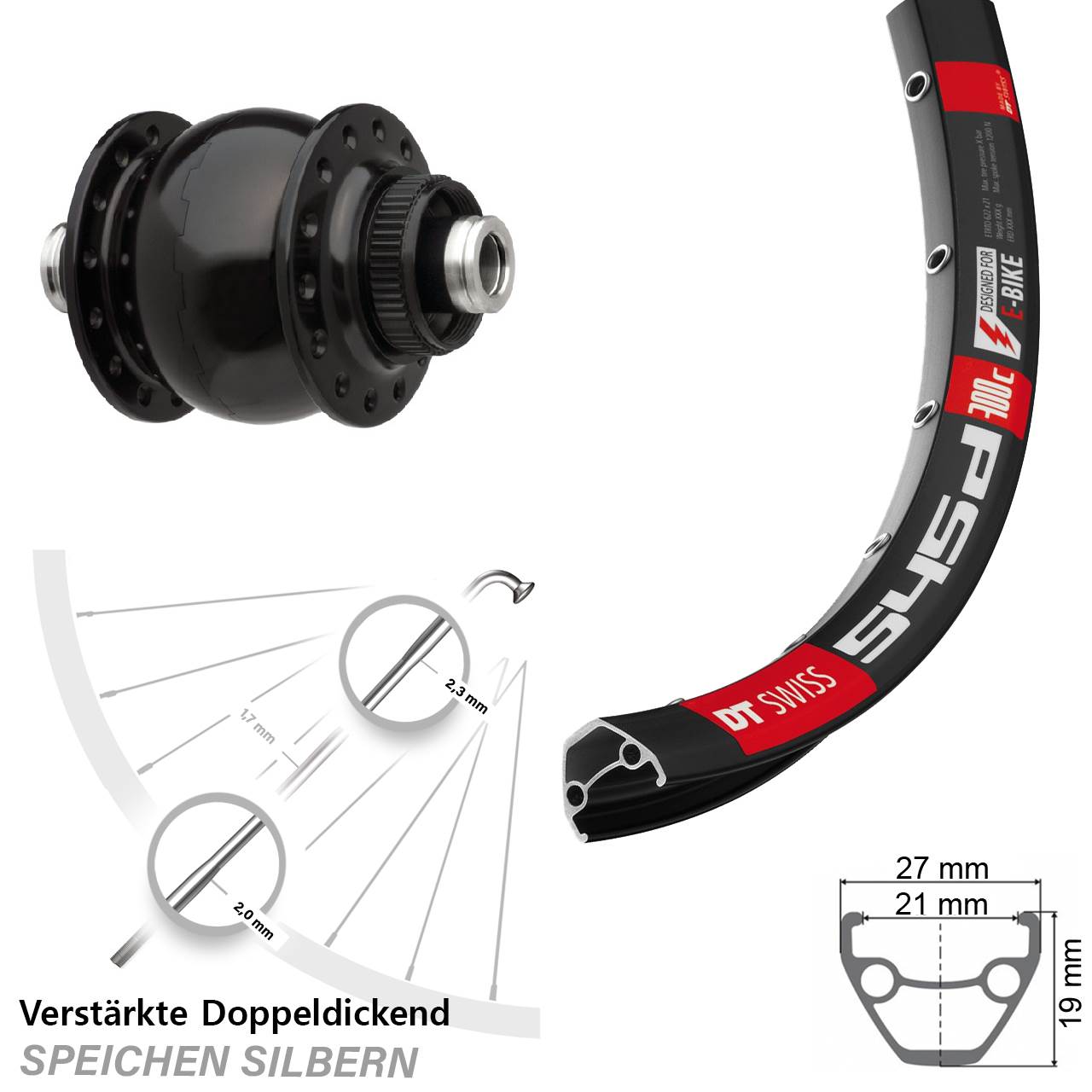 Son 28-12 Centerlock DT Swiss 545 Vorderrad 28-29 Zoll verstärkt