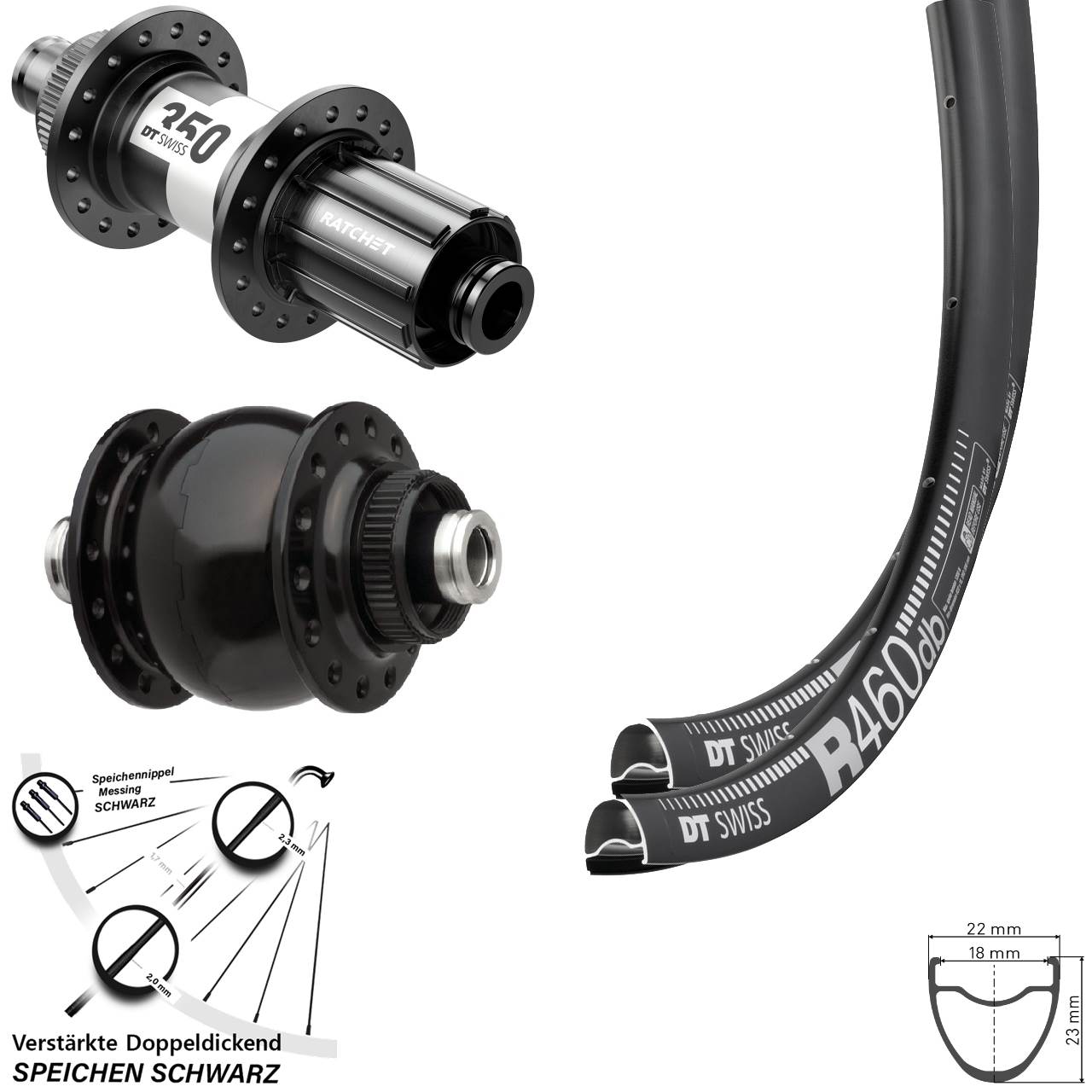 Laufradsatz Centerlock 28 Zoll DT Swiss R460-350 SON delux 11-12 fach HG 12x100/142