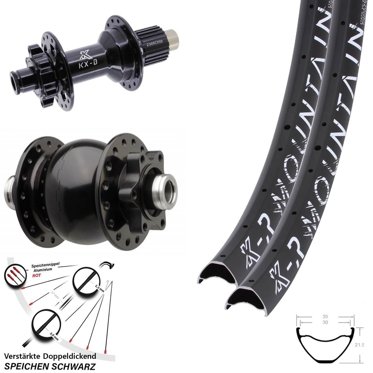 Laufradsatz 6-Loch 29 Zoll KX-BR Mountain SON 28 Micro Spline 12x110/148 Boost