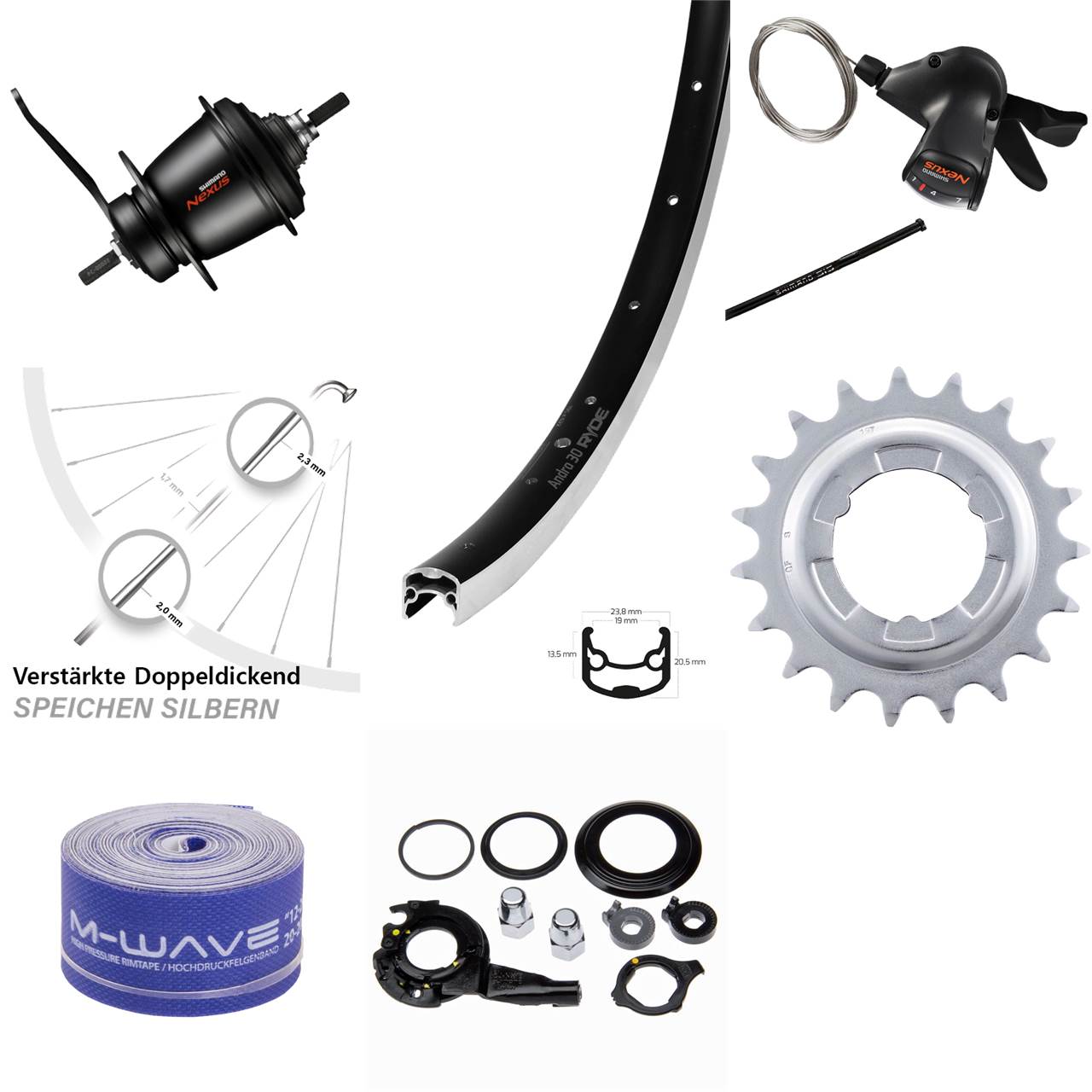 28 Zoll Hinterrad Ryde Andra 30 Shimano SGC3001-7-Gang